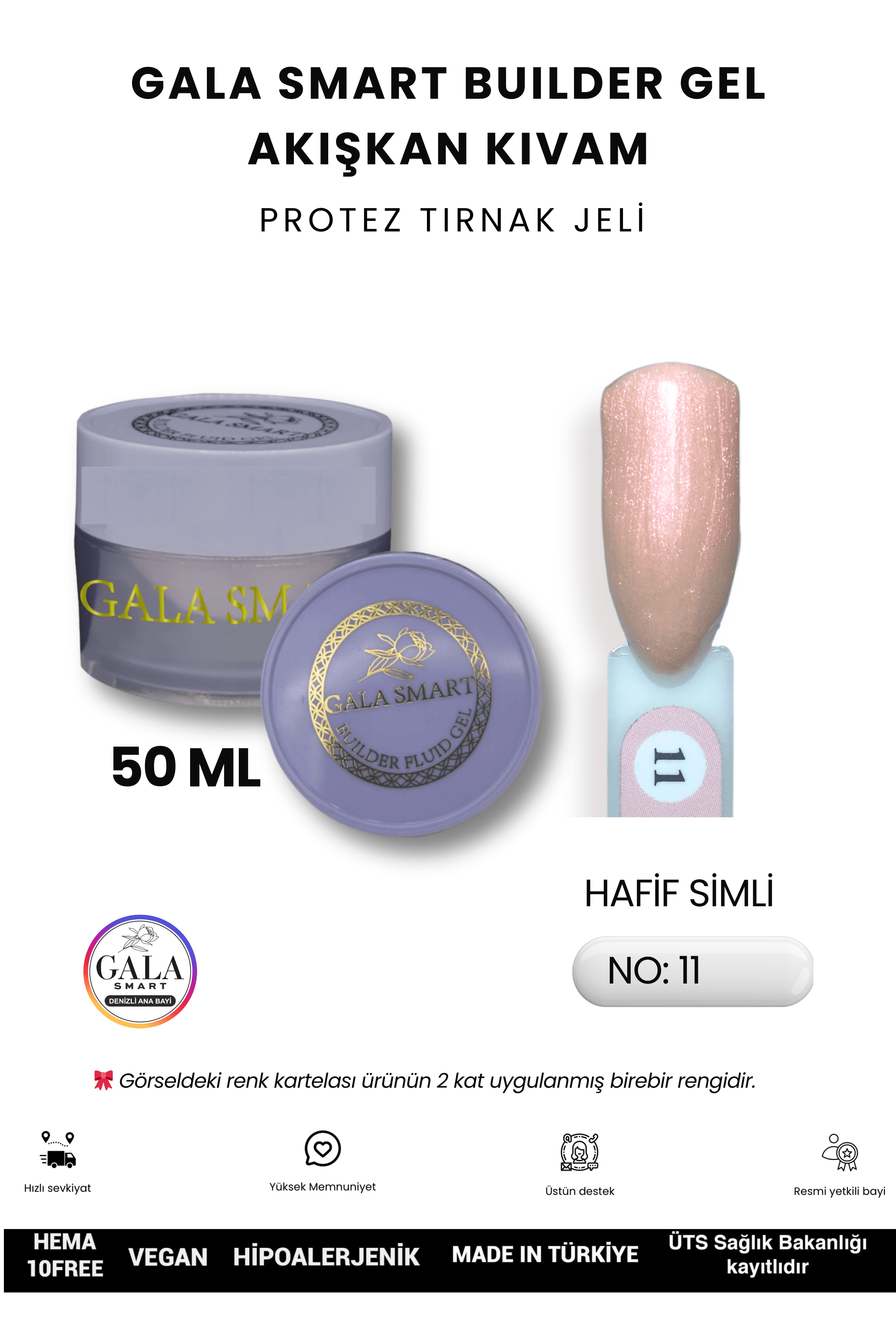 AKIŞKAN KIVAMLI GALA PROTEZ TIRNAK JELİ - 11 - 50 ML