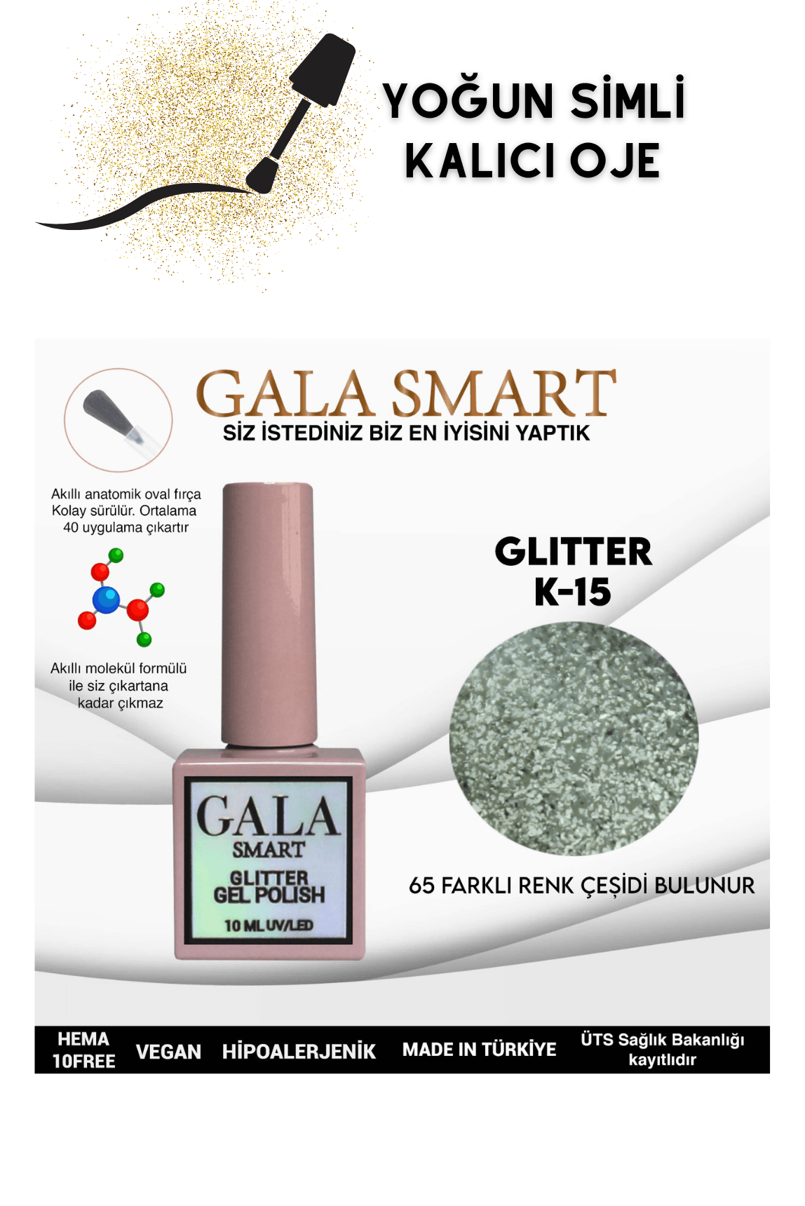 YOĞUN SİMLİ GLITTER KALICI OJE  - K-15