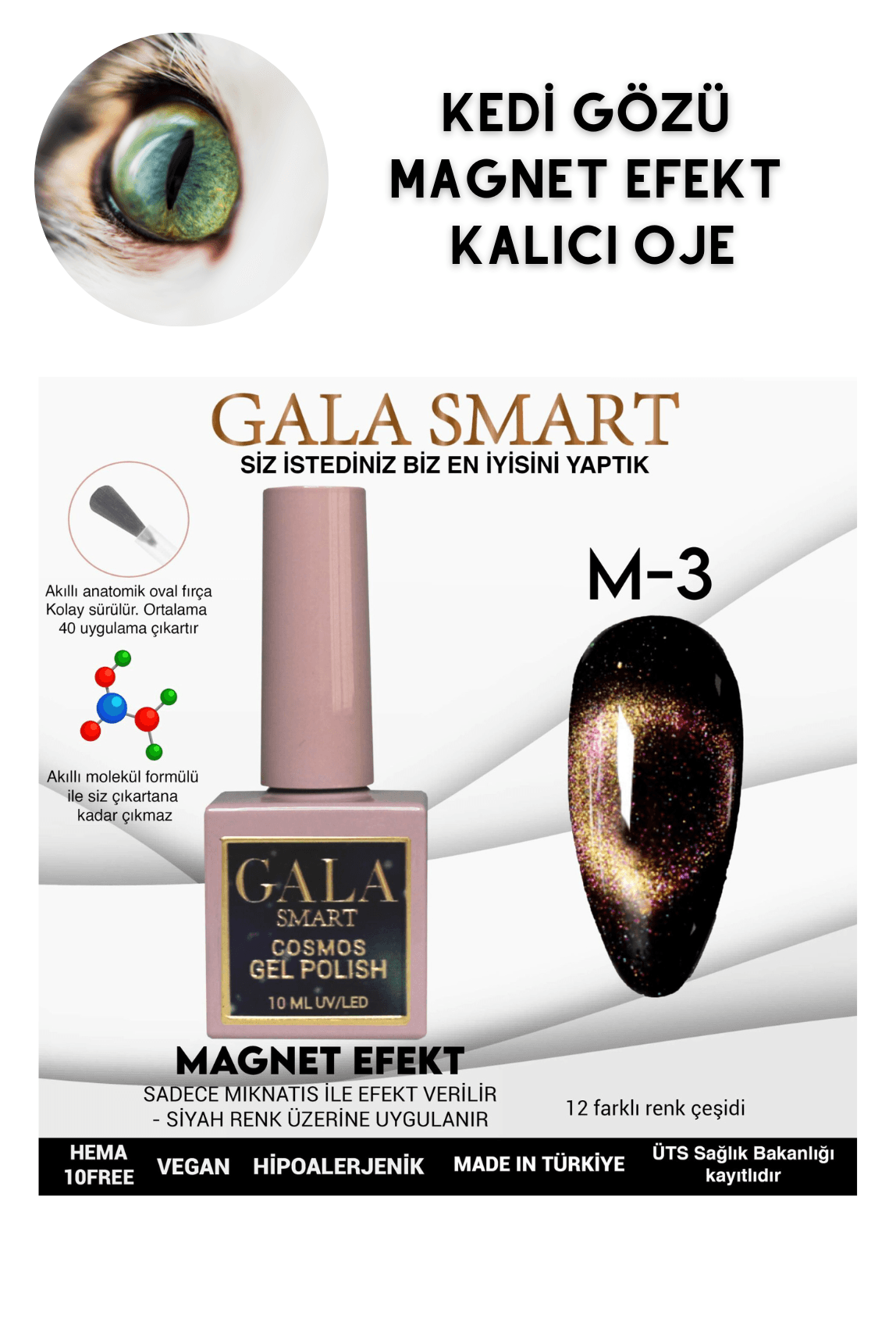 KEDİ GÖZÜ KALICI OJE MAGNET EFEKT - M-3