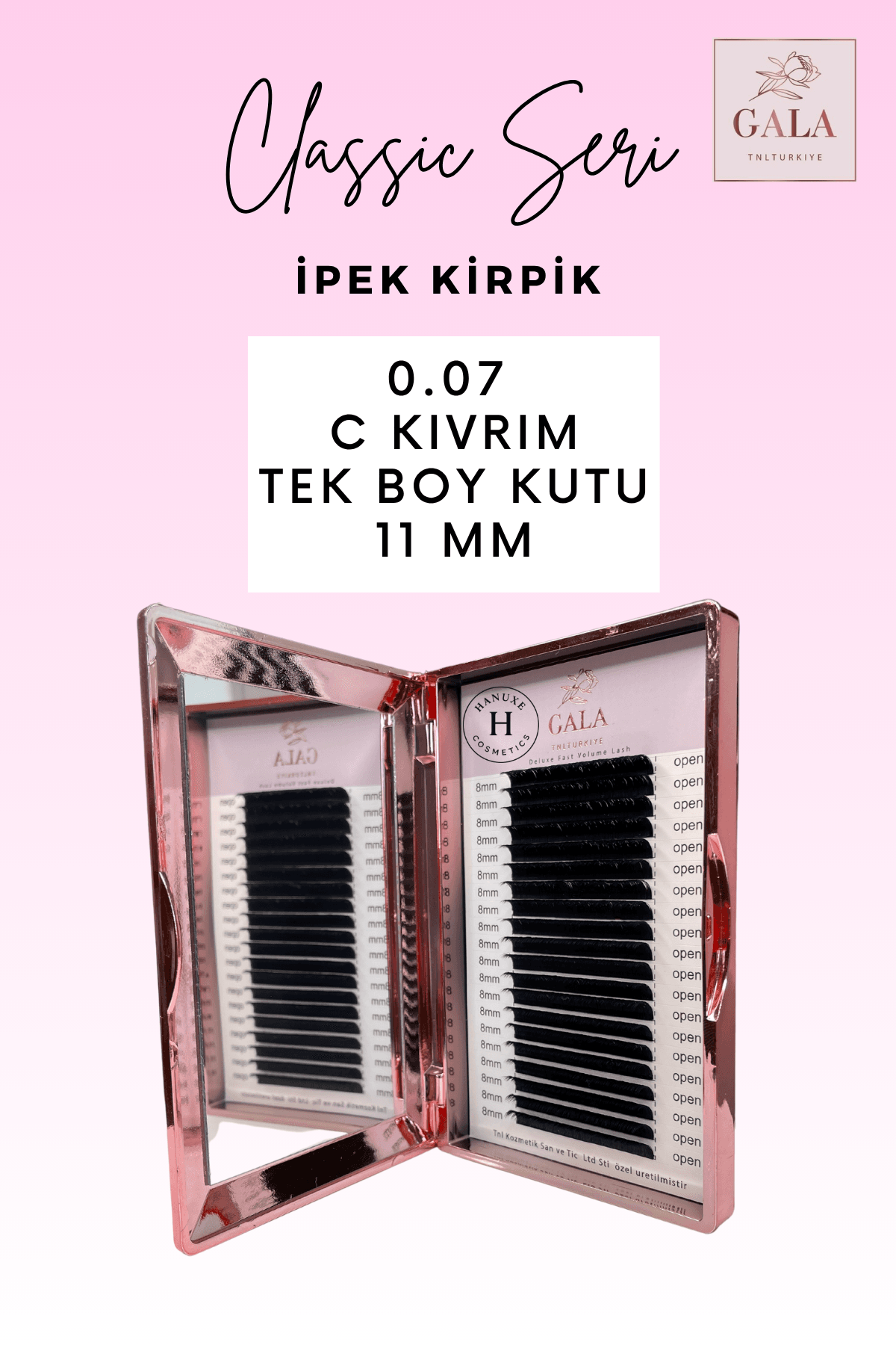 0.07 KALINLIK /  C KIVRIM / CLASSIC İPEK KİRPİK - 0.07 KALINLIK / C KIVRIM / 11 MM