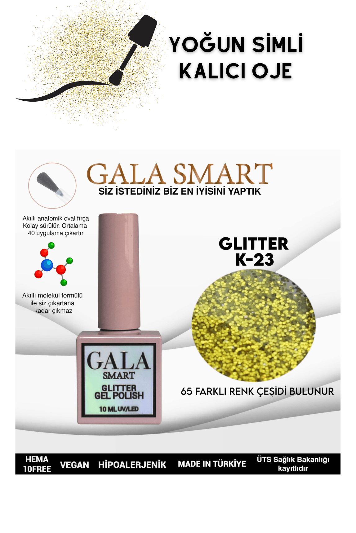 YOĞUN SİMLİ GLITTER KALICI OJE  - K-23