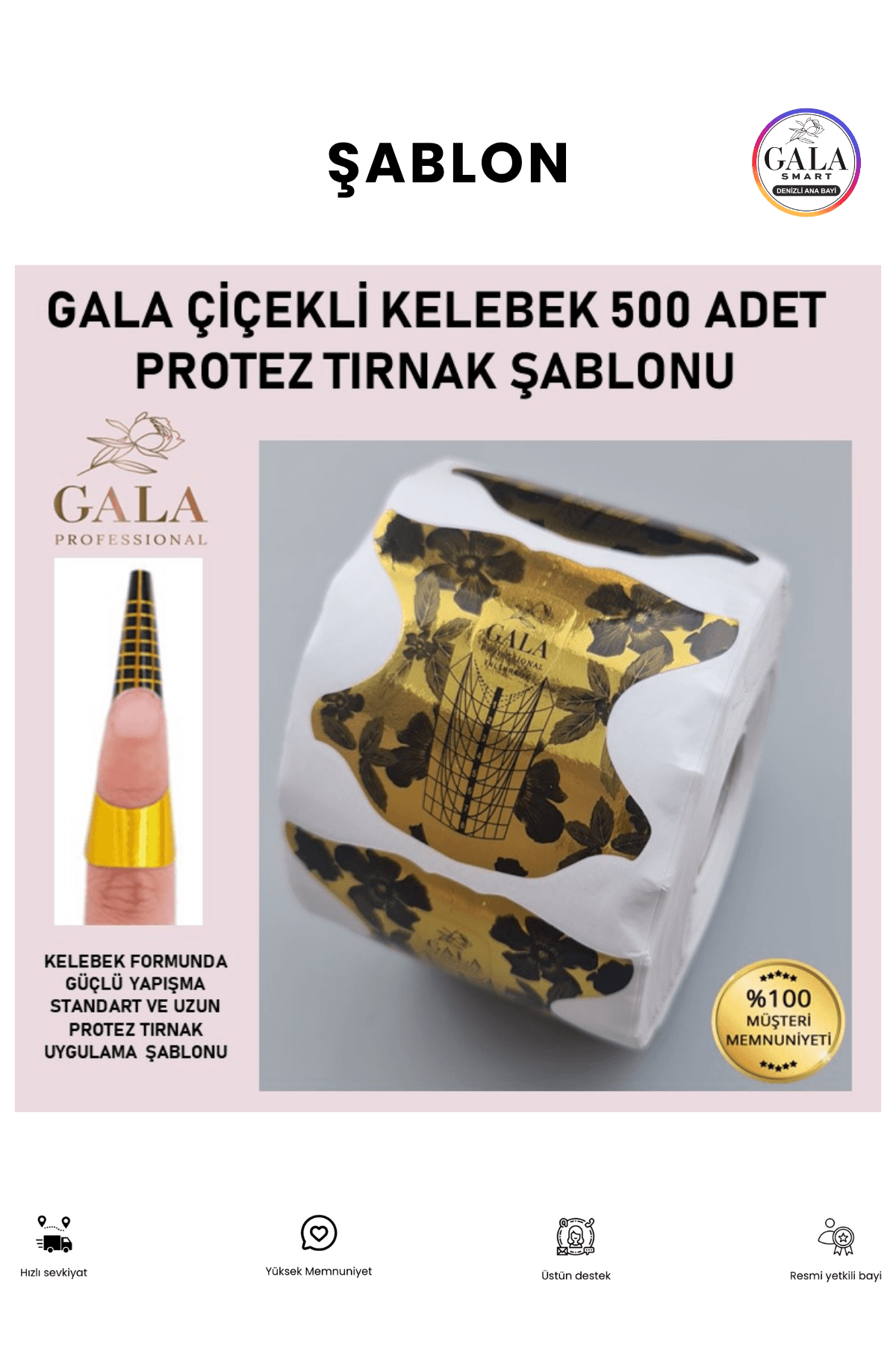 Protez Tırnak Şablonu - ÇİÇEKLİ KELEBEK ŞABLON 500 LÜ