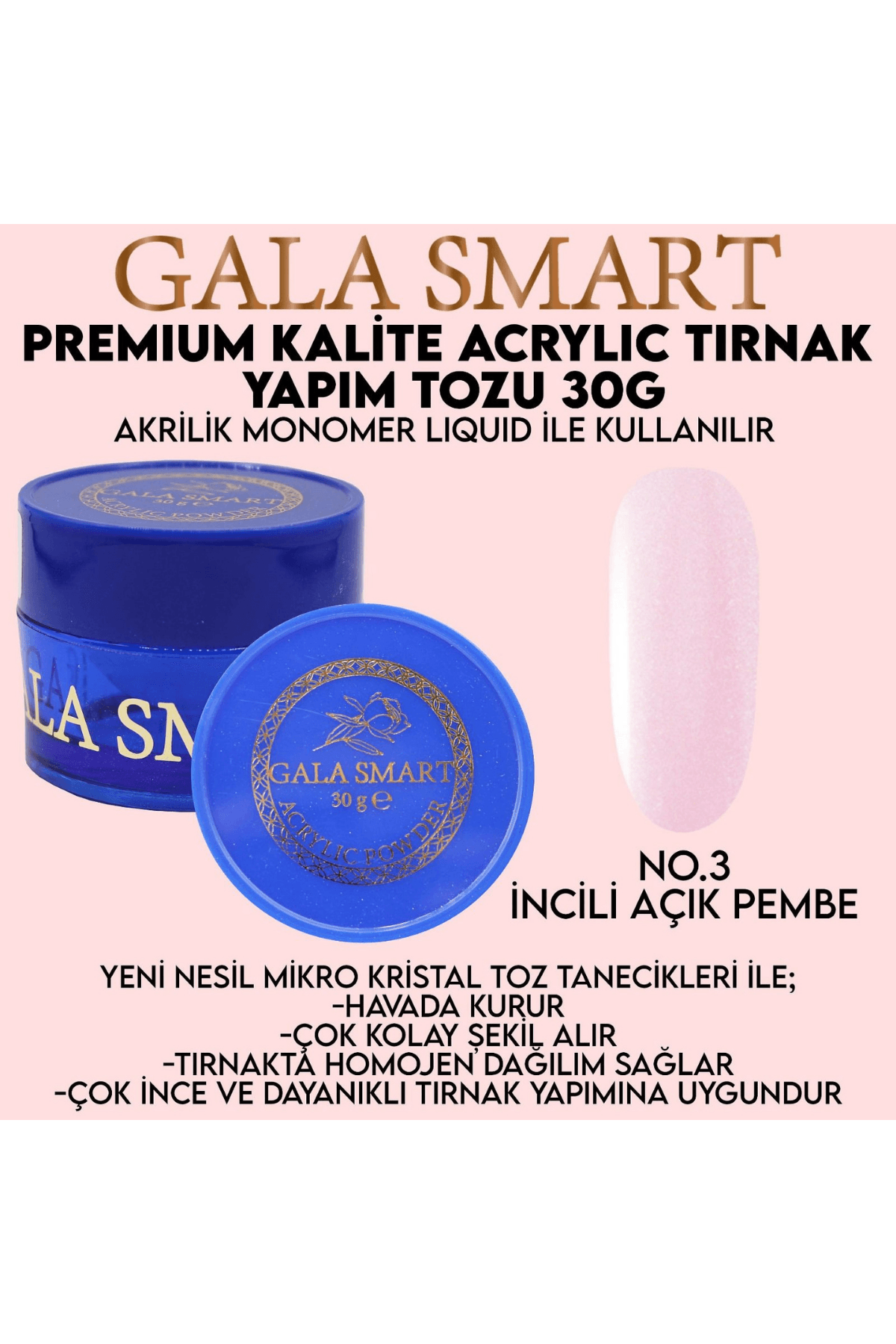 AKRİLİK TOZ  - 03 İNCİLİ AÇIK PEMBE / 30 GR