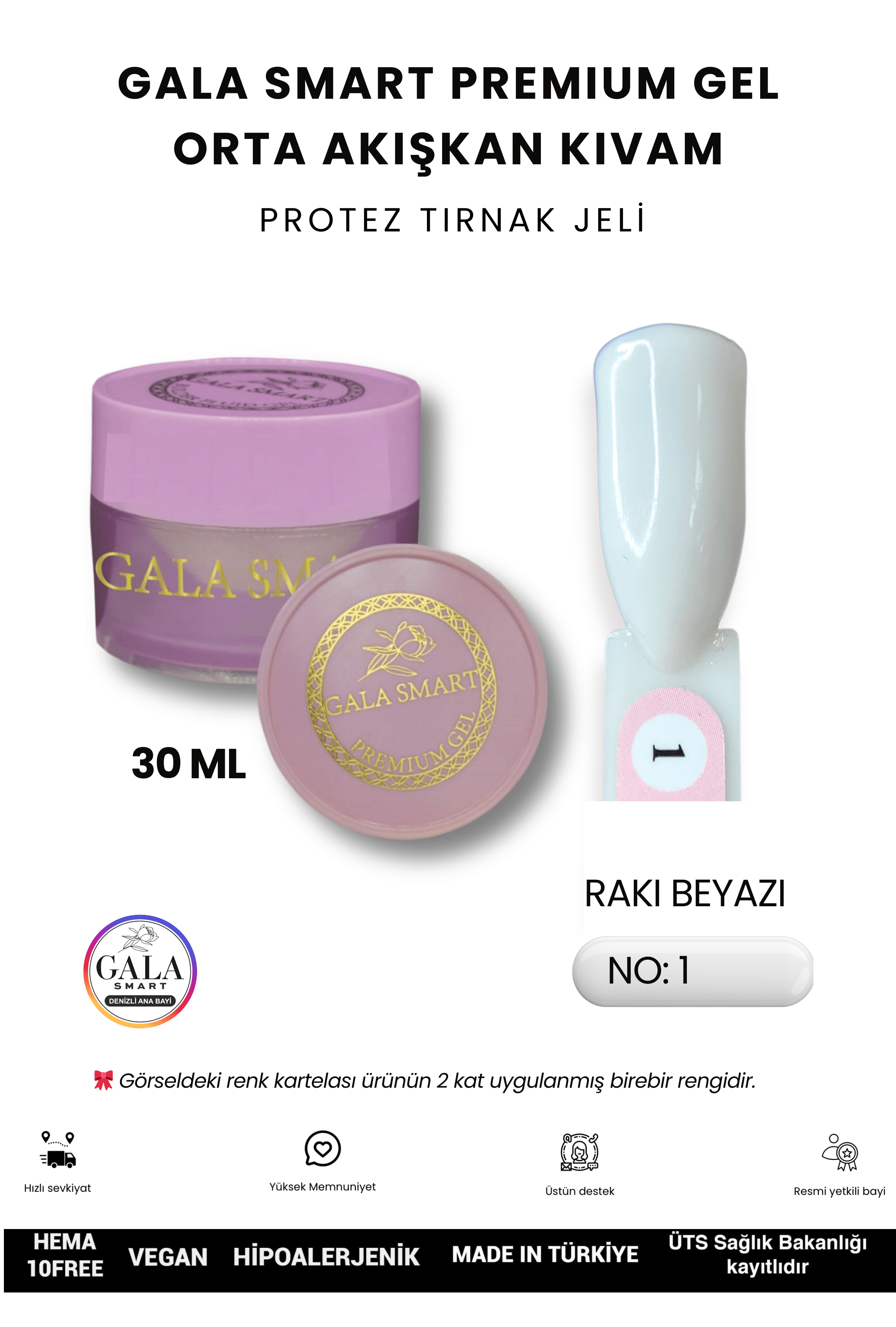 ORTA AKIŞKAN KIVAMLI GALA PROTEZ TIRNAK JELİ - 01 RAKI BEYAZI - 30 ML