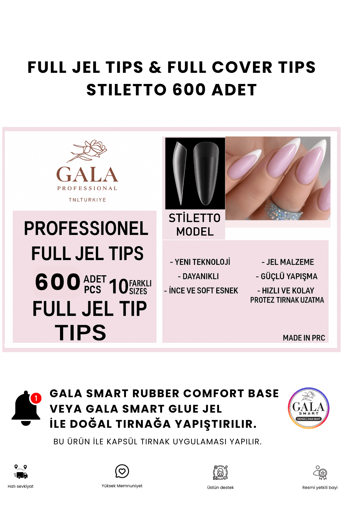 Full Jel Tips Kapsül Tırnak Tips - STILETTO 600