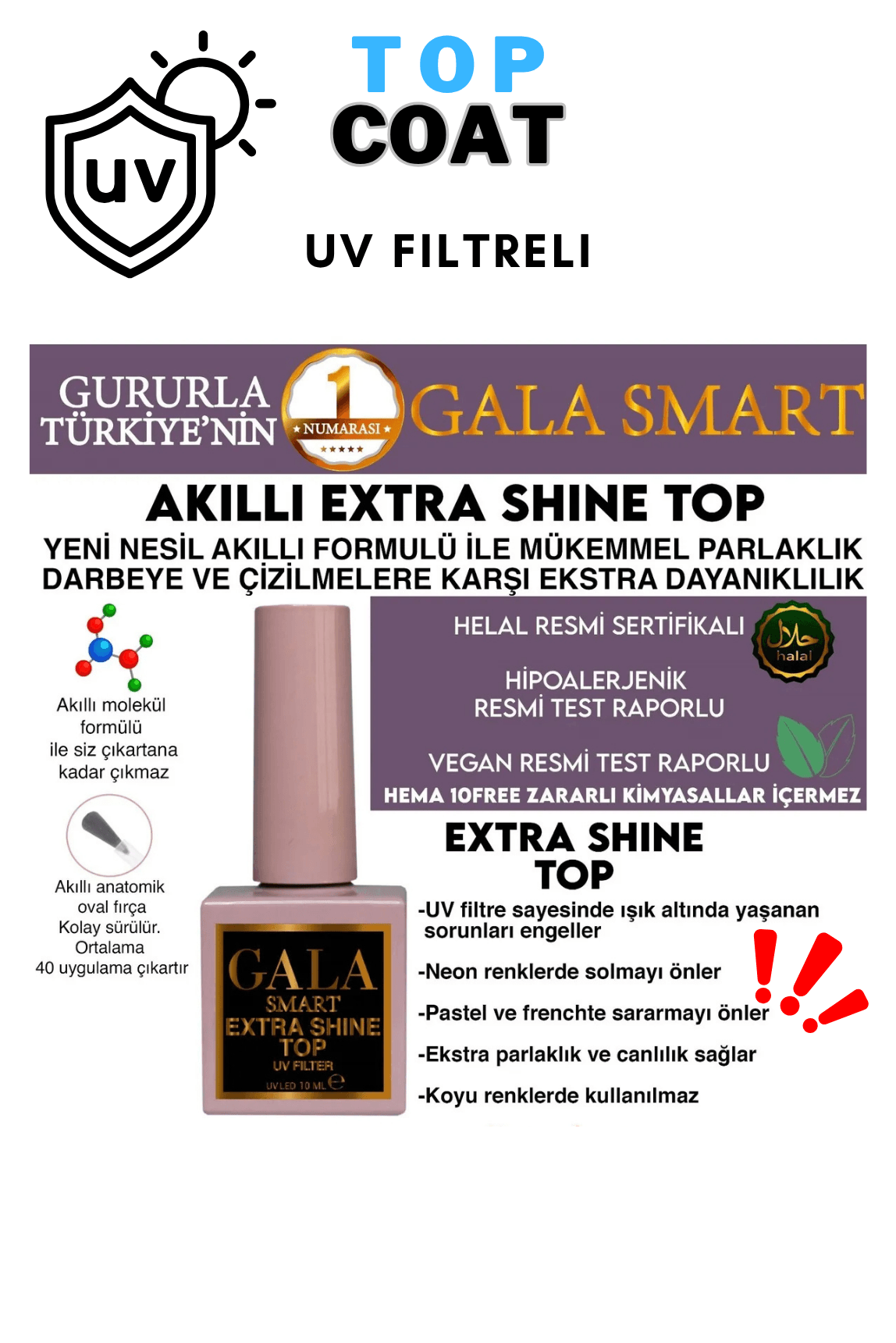 Base Coat & Top Coat Çeşitleri 10 ML - TOP COAT / UV FİLTRELİ