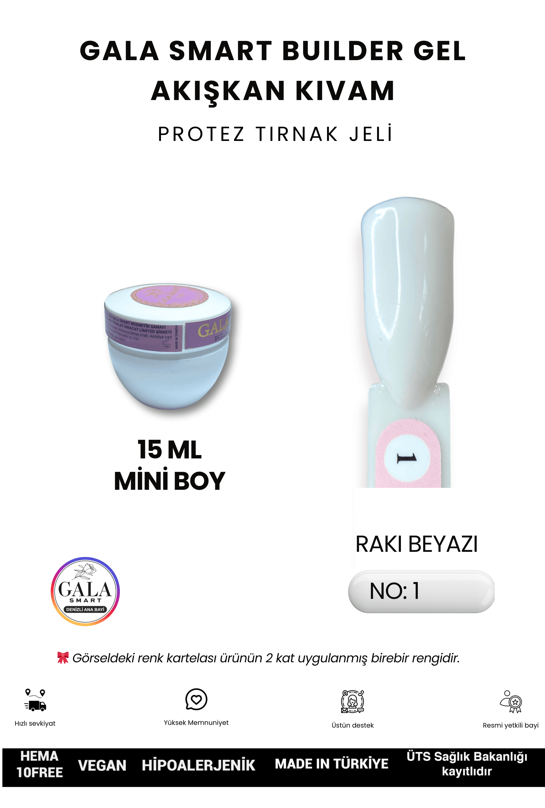AKIŞKAN KIVAMLI GALA PROTEZ TIRNAK JELİ - 01 RAKI BEYAZI - 15 ML