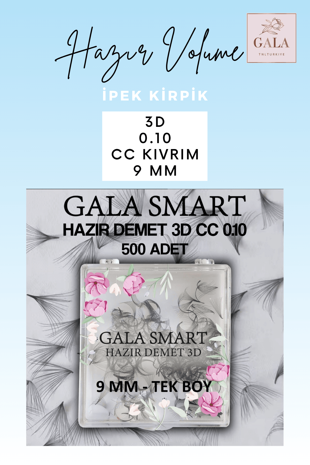 HAZIR DEMET "3D" MIX KUTU İPEK KİRPİK - 3D 0.10 CC 9 MM