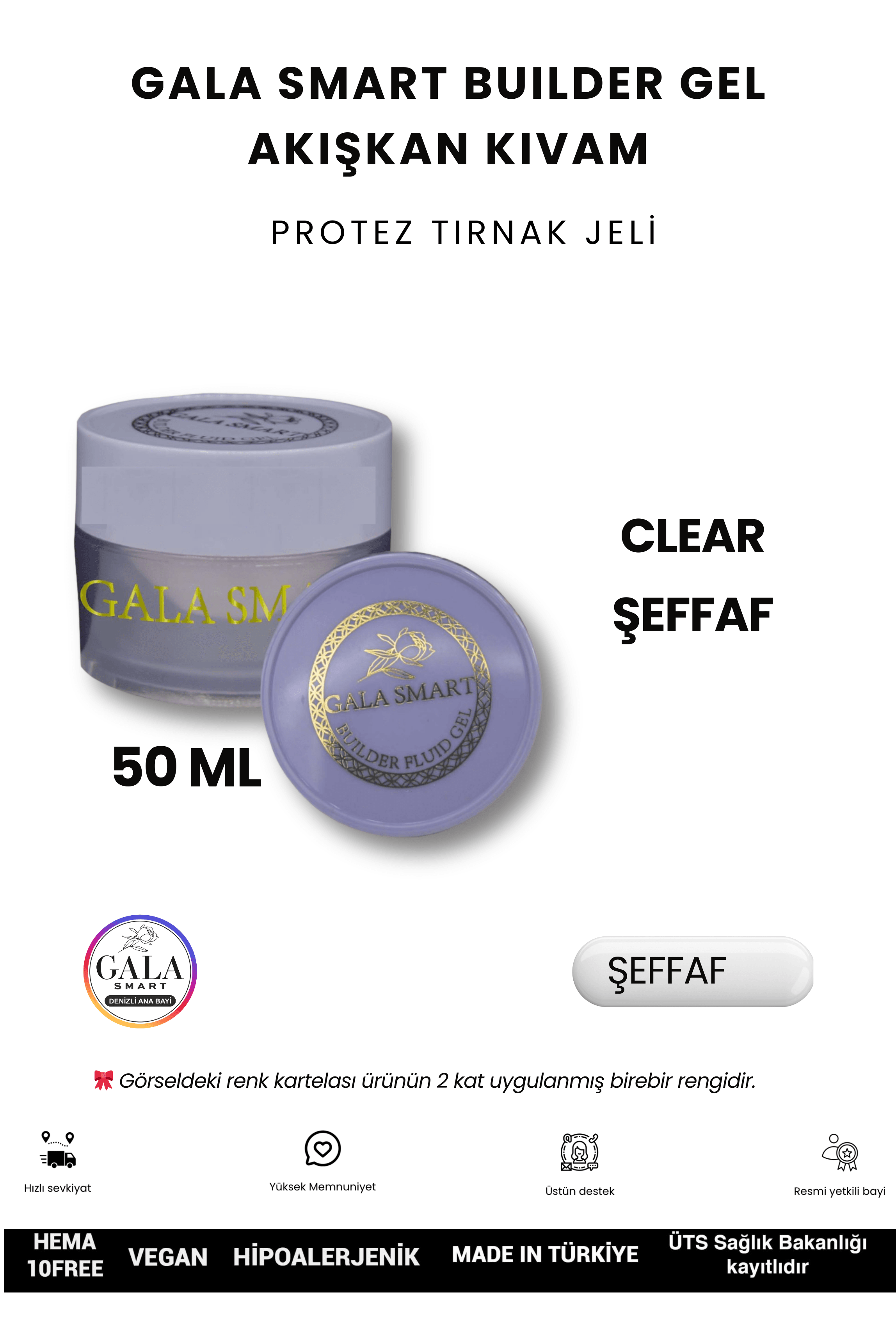 AKIŞKAN KIVAMLI GALA PROTEZ TIRNAK JELİ - ŞEFFAF - 50 ML