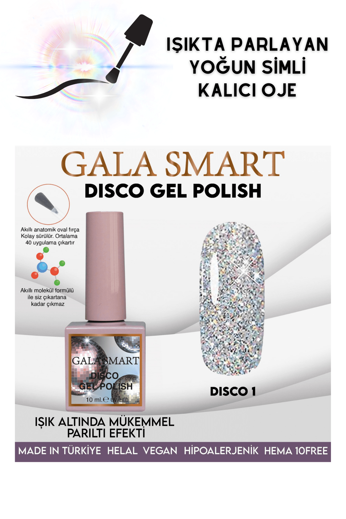 FLASHTA IŞIKTA PARLAYAN SİMLİ DISCO KALICI OJE 
