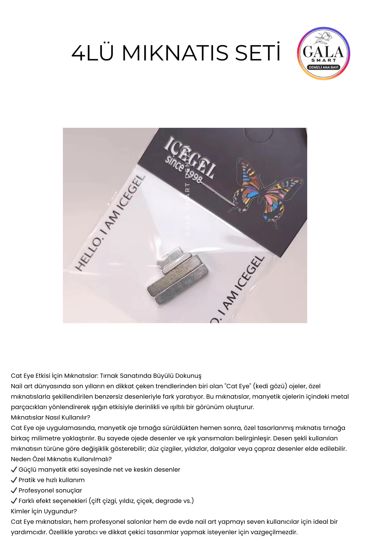 Magnet Mıknatıs Kedi Gözü Kalıcı Oje İçin - MIKNATIS 4 LÜ SET