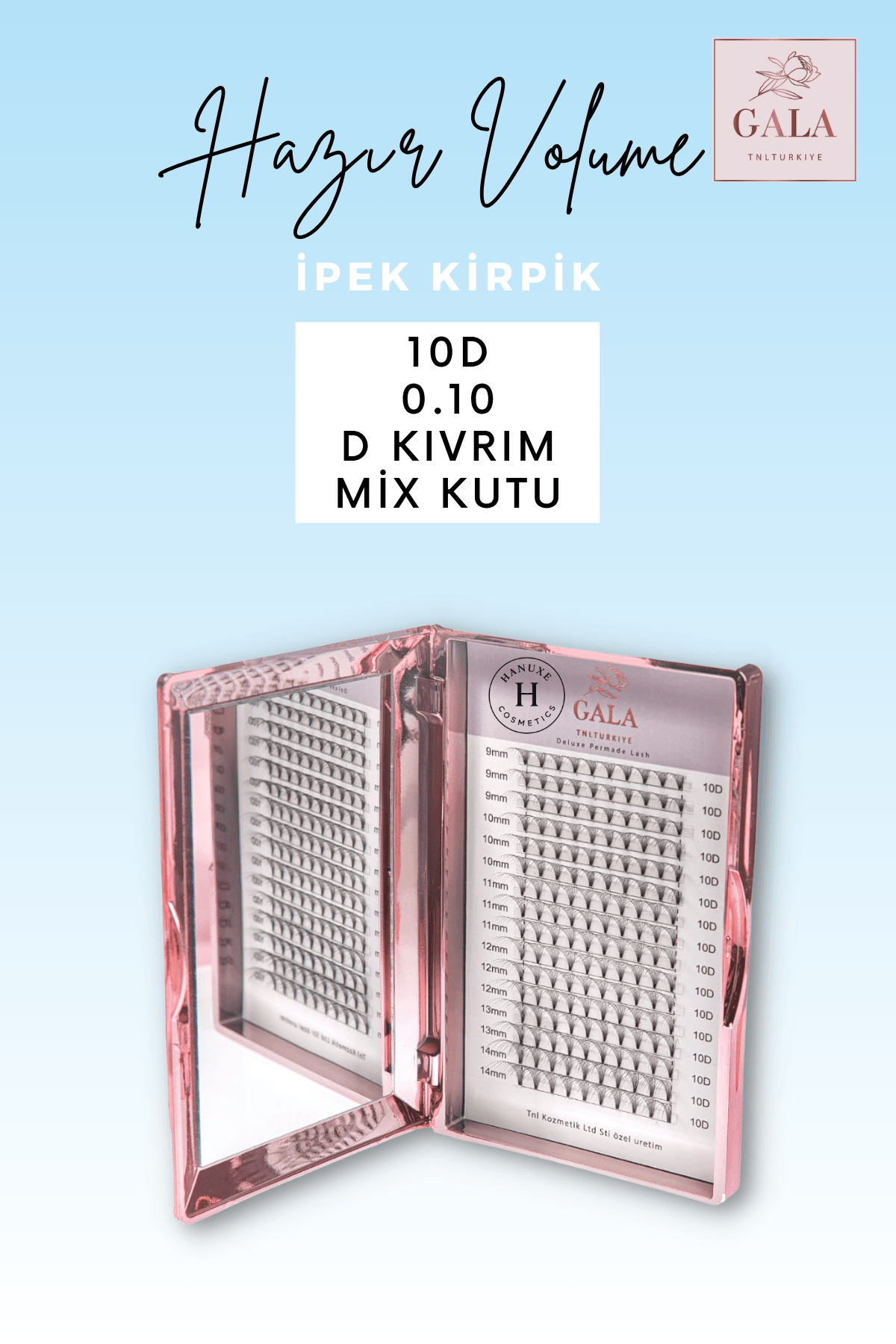 HAZIR DEMET "10D" MIX KUTU İPEK KİRPİK - 10D 0.10 D MIX KUTU