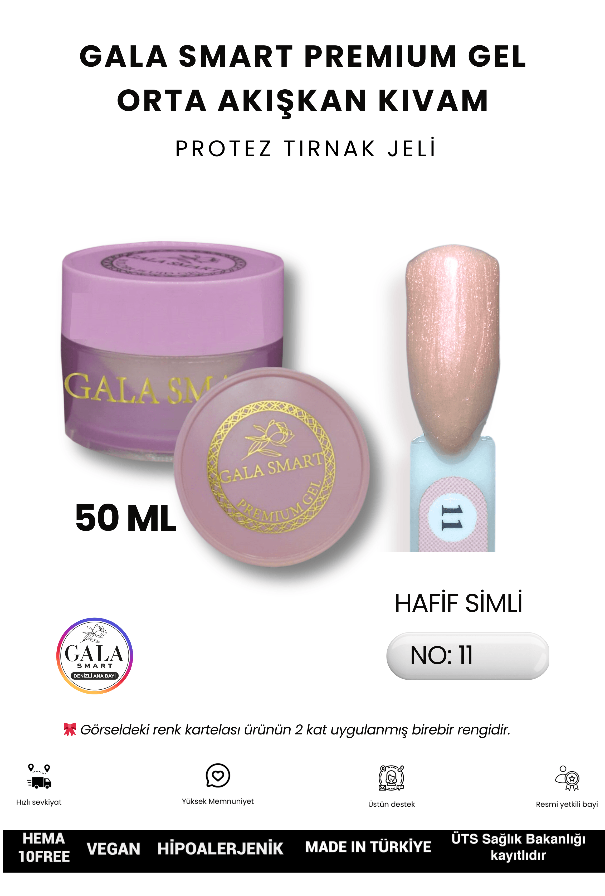 ORTA AKIŞKAN KIVAMLI GALA PROTEZ TIRNAK JELİ - 11 - 50 ML