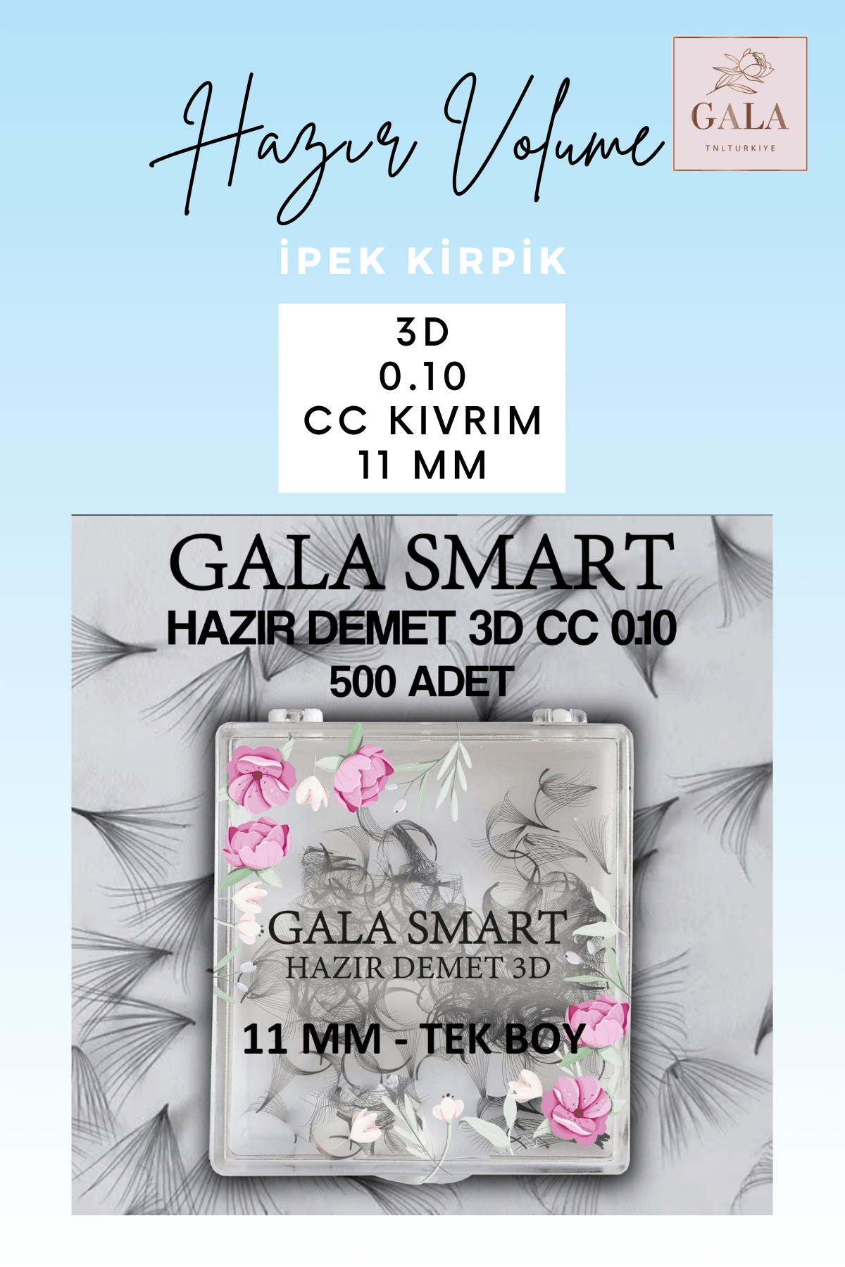 HAZIR DEMET "3D" MIX KUTU İPEK KİRPİK - 3D 0.10 CC 11 MM