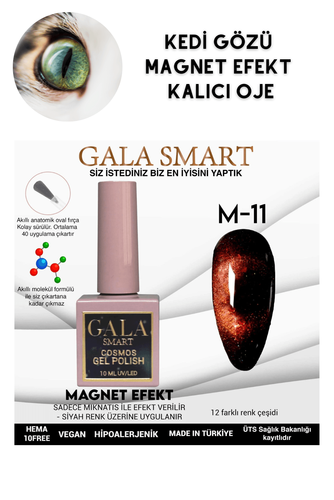 KEDİ GÖZÜ KALICI OJE MAGNET EFEKT - M-11