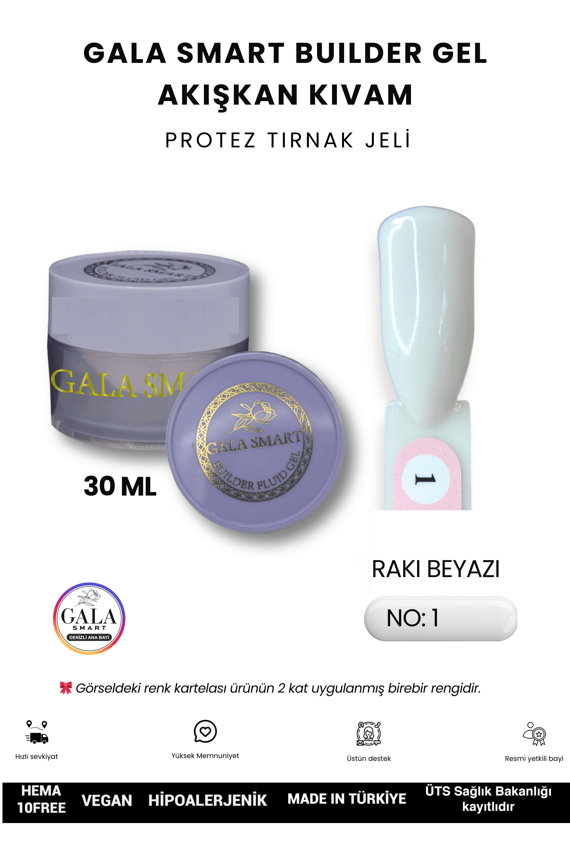 AKIŞKAN KIVAMLI GALA PROTEZ TIRNAK JELİ - 01 RAKI BEYAZI - 30 ML