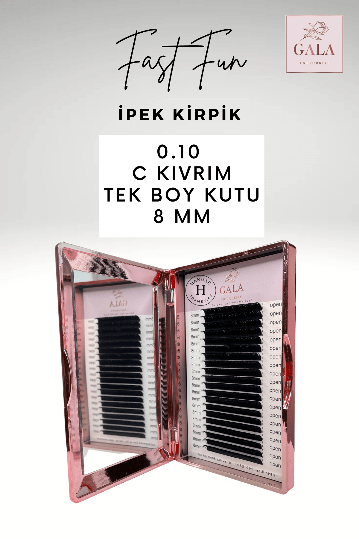 0.10 KALINLIK /  C KIVRIM / FAST FUN İPEK KİRPİK - 0.10 KALINLIK / C KIVRIM / 8 MM