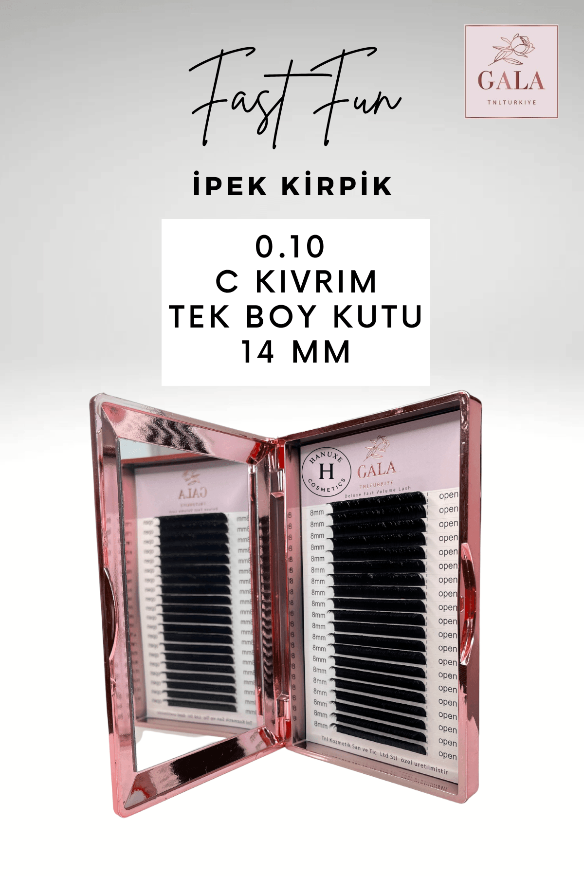 0.10 KALINLIK /  C KIVRIM / FAST FUN İPEK KİRPİK - 0.10 KALINLIK / C KIVRIM / 14 MM