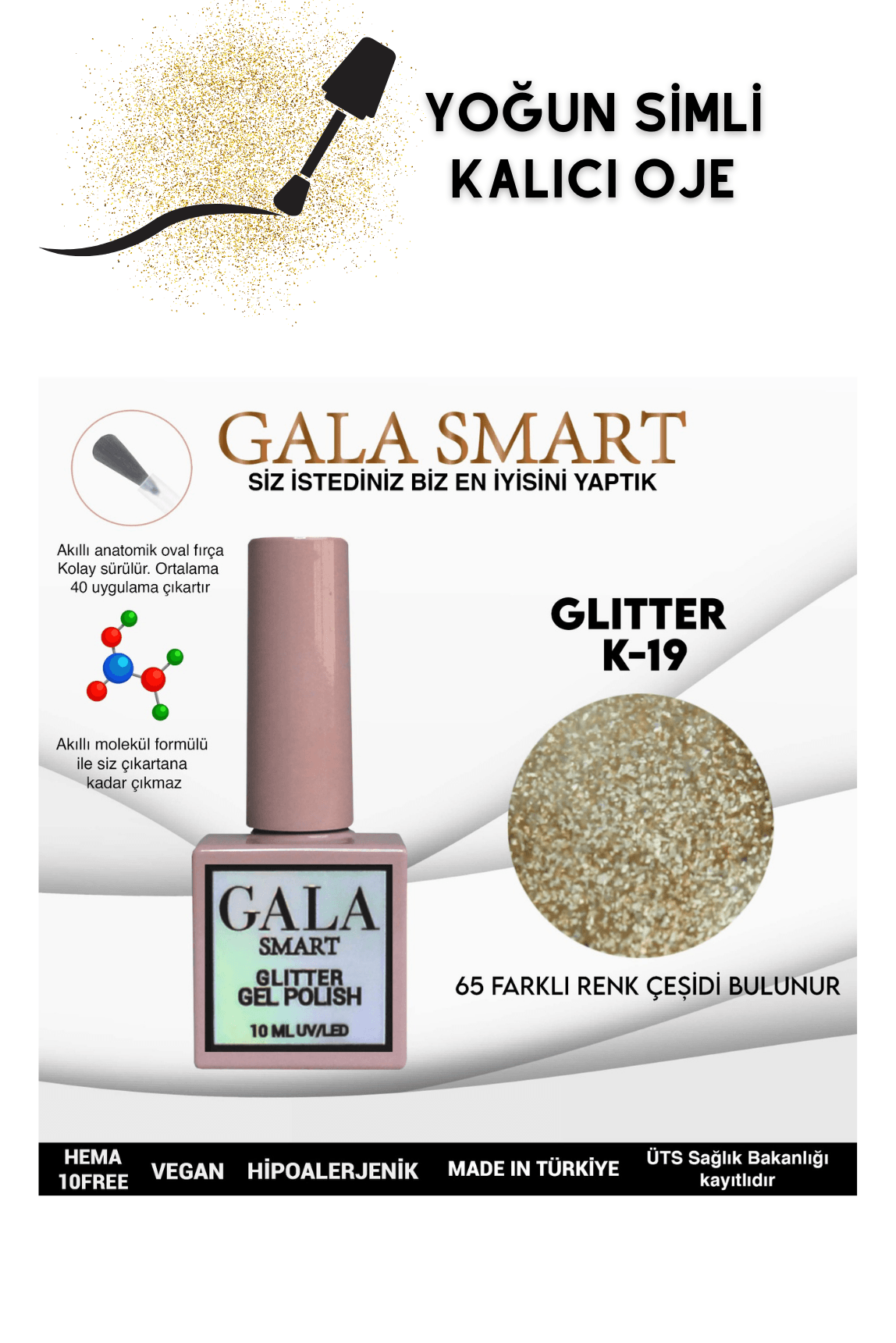 YOĞUN SİMLİ GLITTER KALICI OJE  - K-19