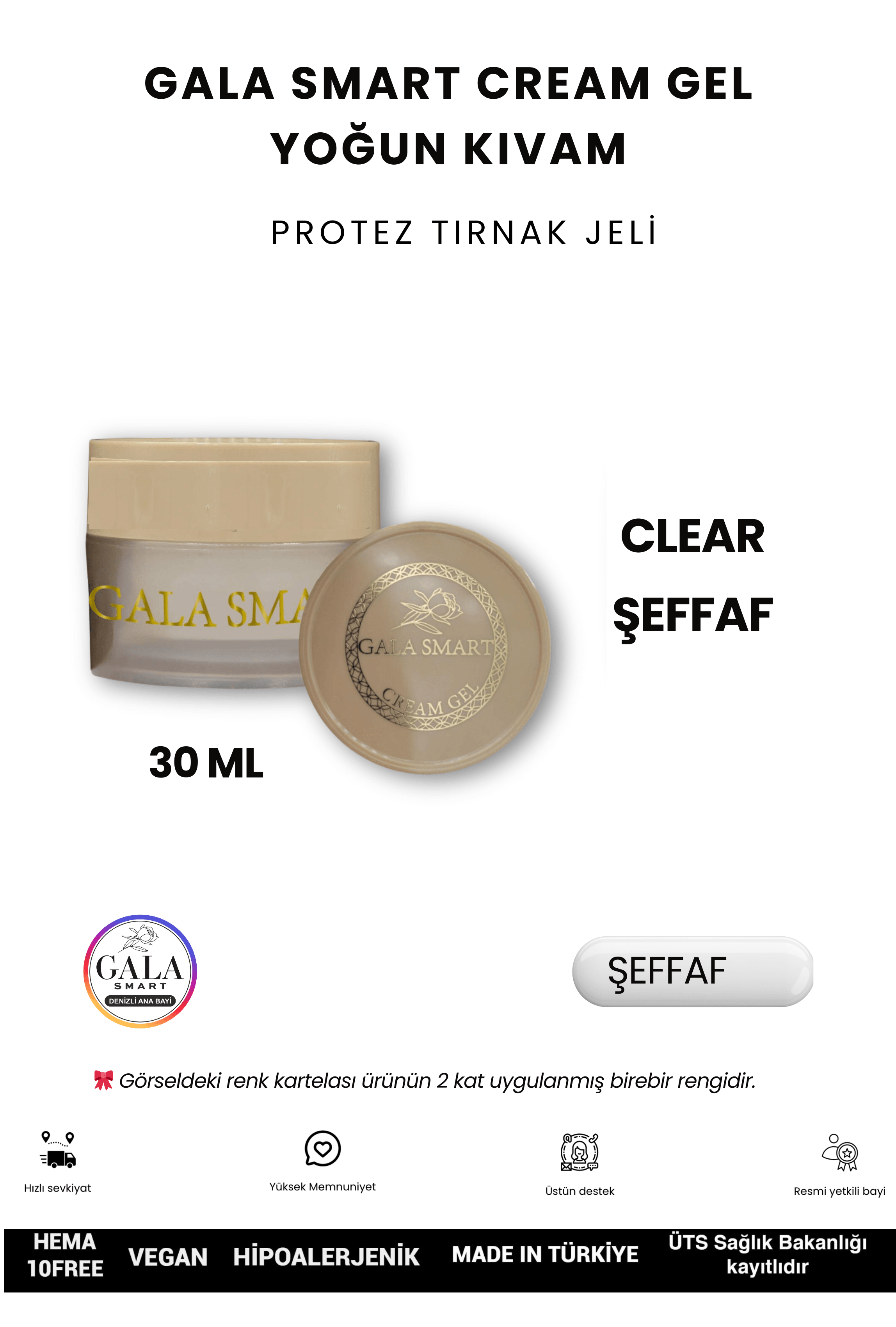 YOĞUN KIVAMLI GALA PROTEZ TIRNAK JELİ  - ŞEFFAF - 30 ML