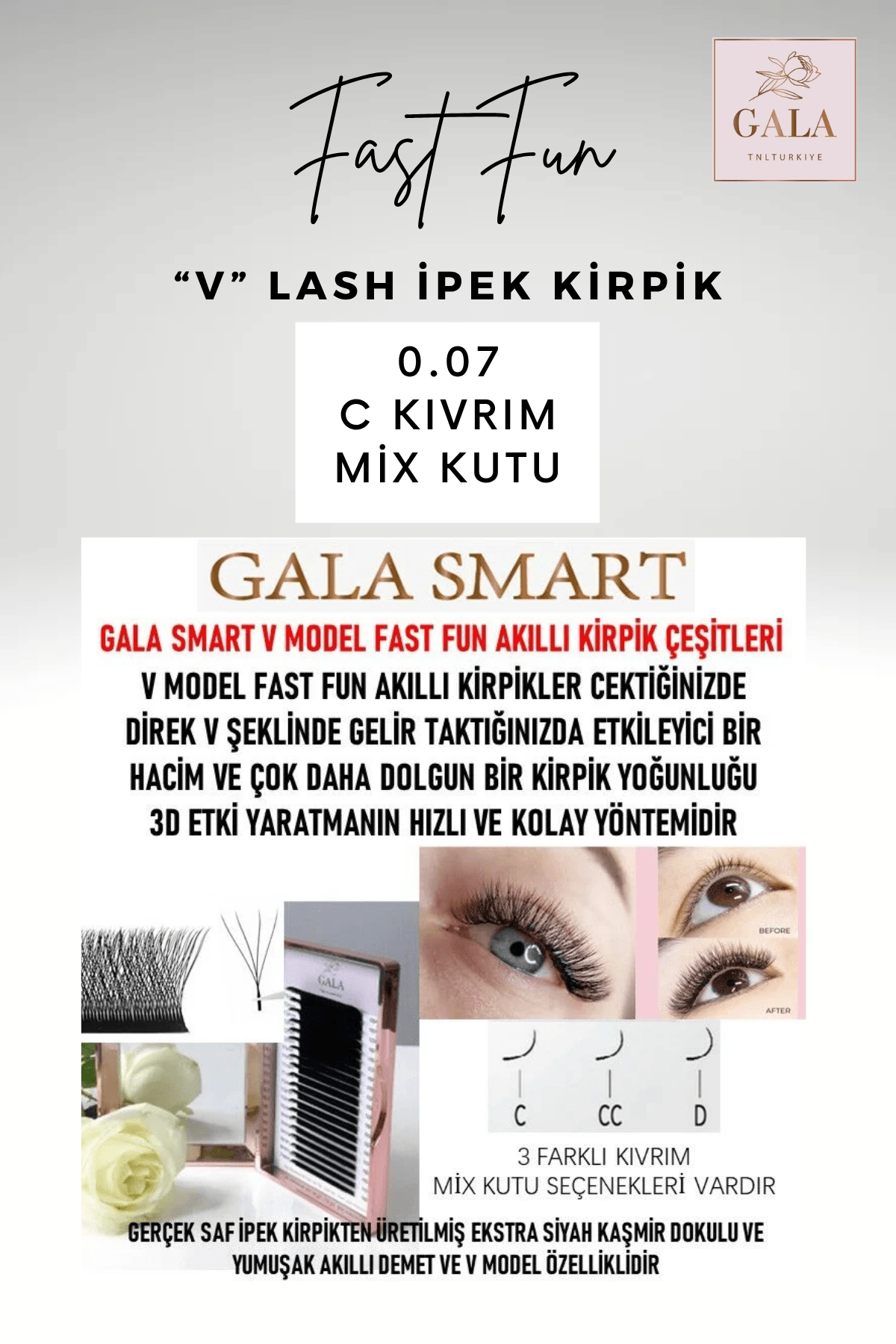 V LASH FAST FUN KOLAY VOLUME MIX KUTU İPEK KİRPİK 