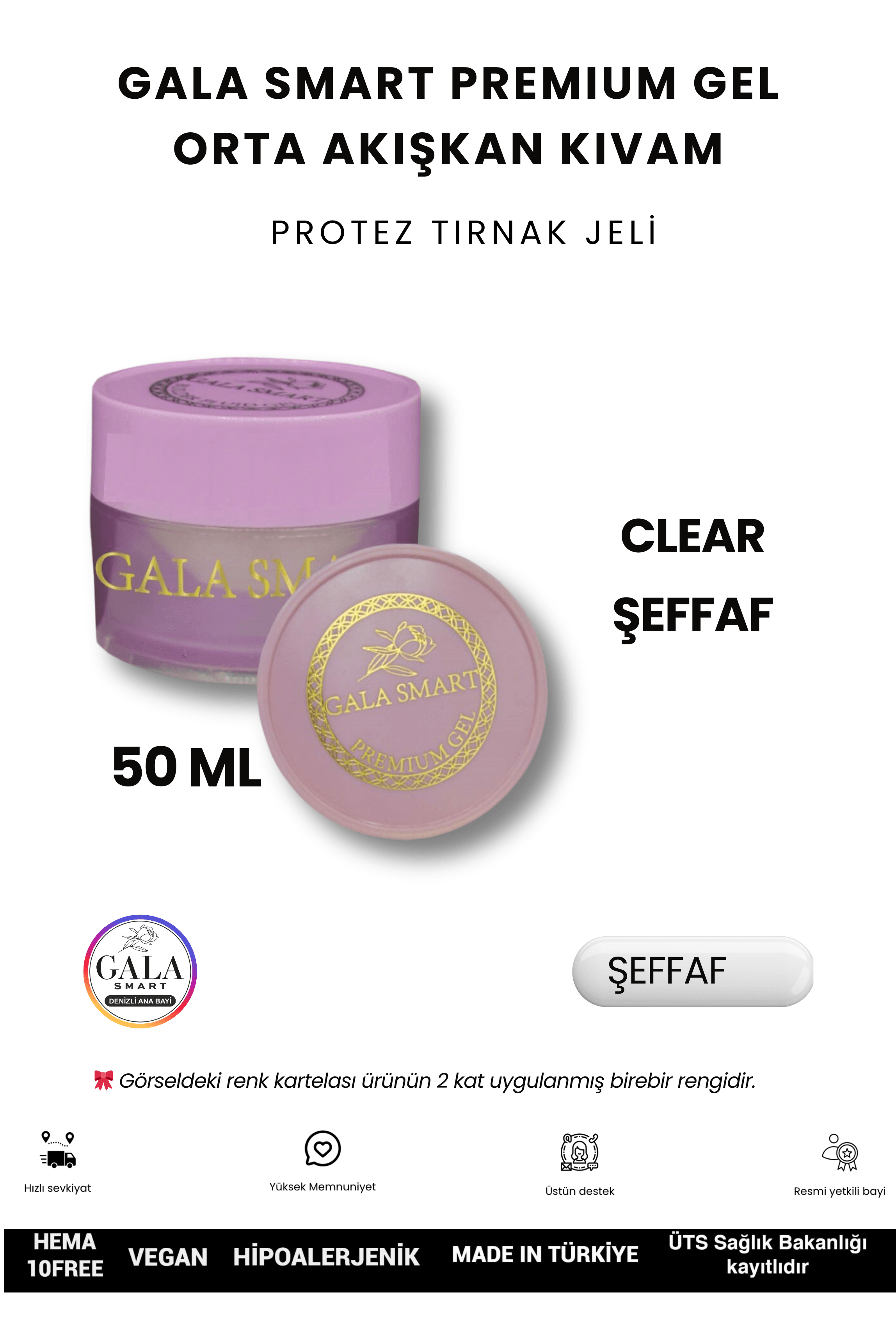 ORTA AKIŞKAN KIVAMLI GALA PROTEZ TIRNAK JELİ - ŞEFFAF - 50 ML