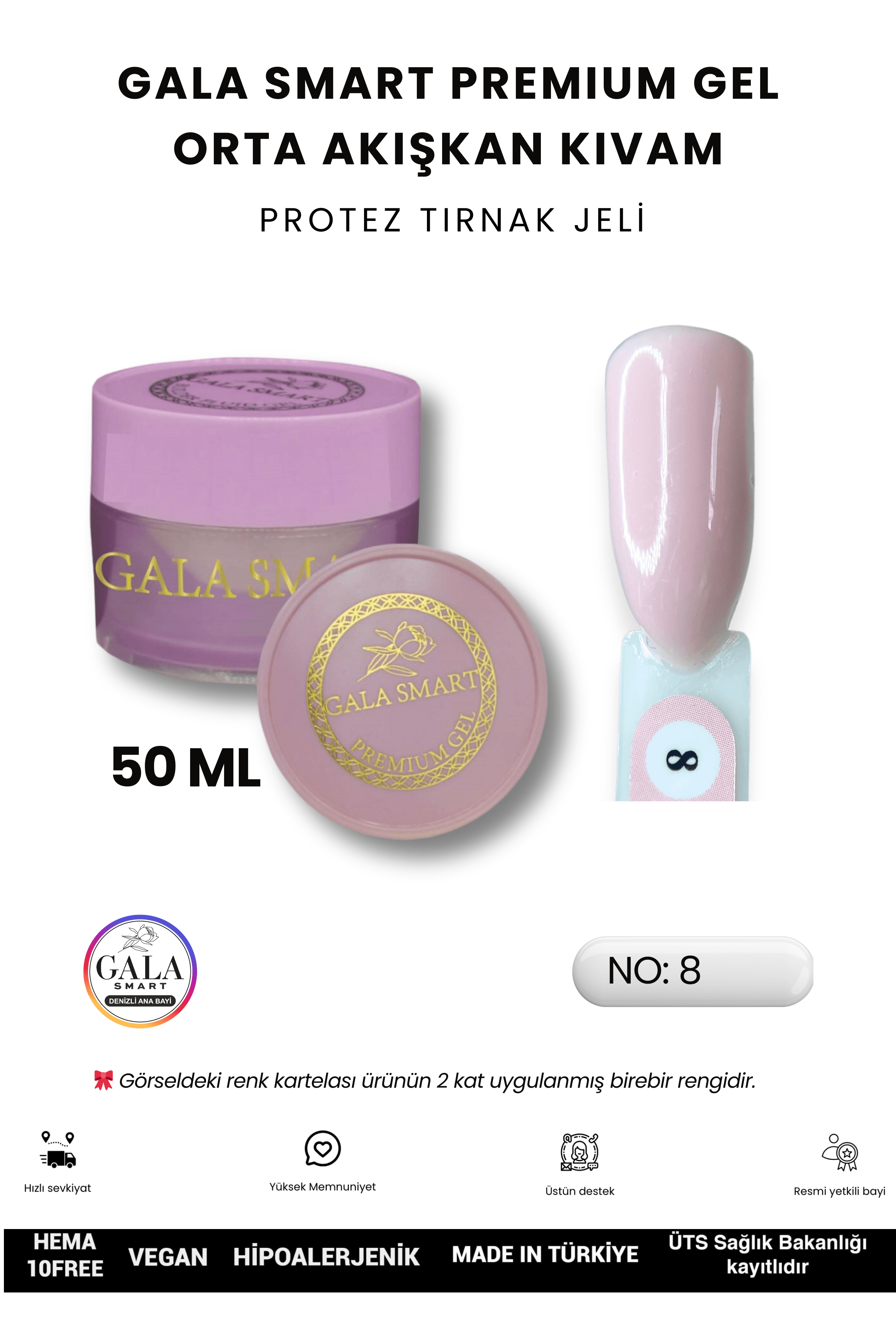 ORTA AKIŞKAN KIVAMLI GALA PROTEZ TIRNAK JELİ - 08 - 50 ML