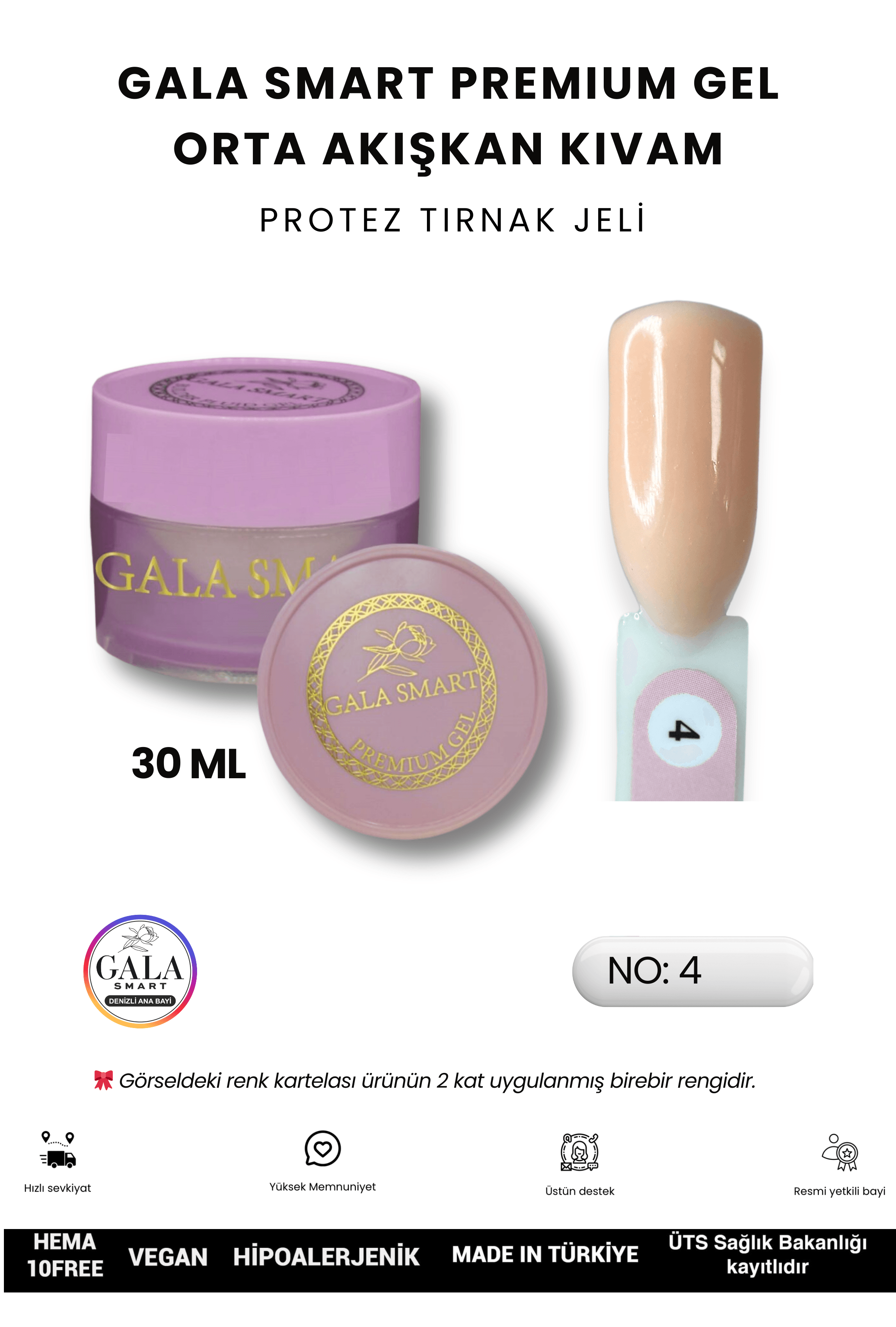ORTA AKIŞKAN KIVAMLI GALA PROTEZ TIRNAK JELİ - 04 - 30 ML