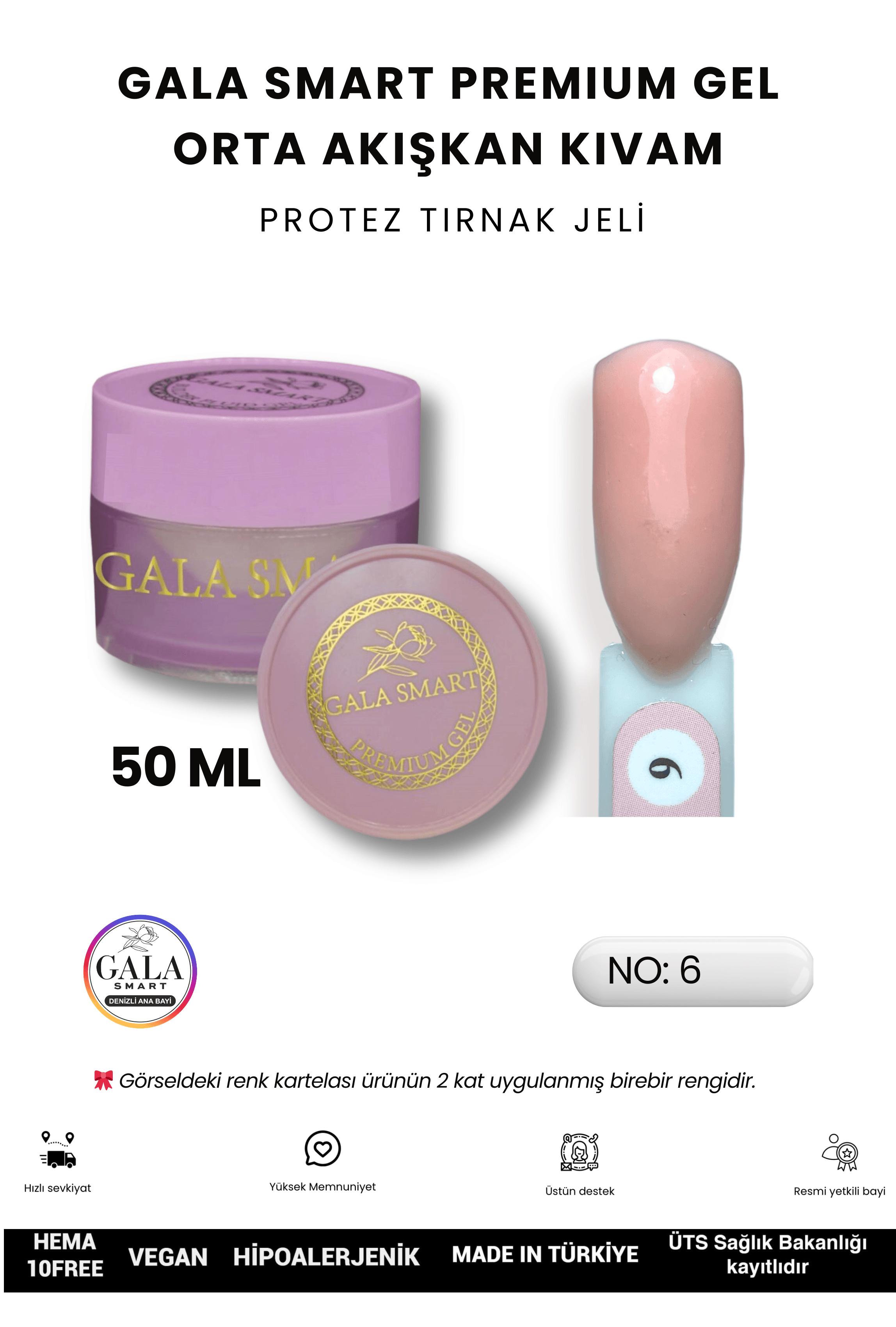 ORTA AKIŞKAN KIVAMLI GALA PROTEZ TIRNAK JELİ - 06 - 50 ML