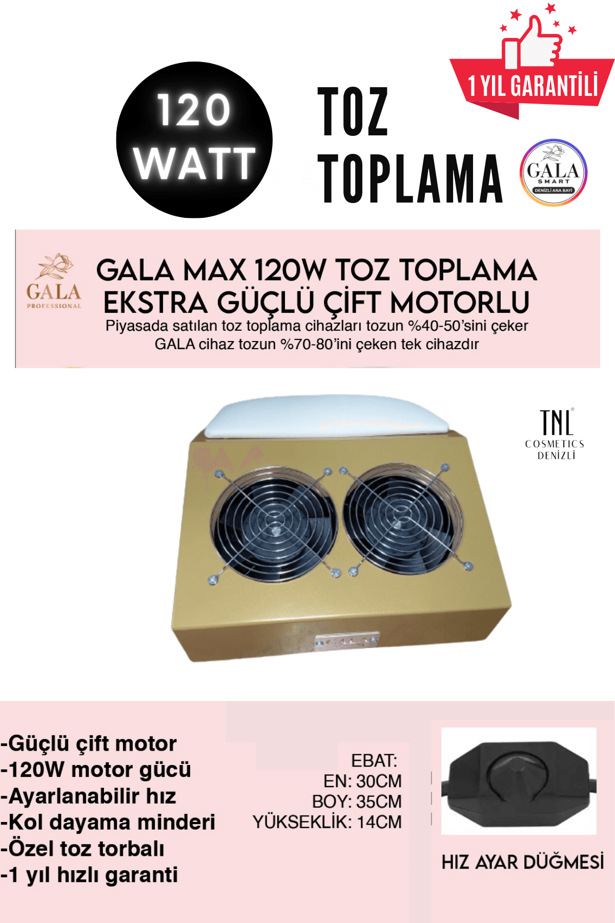 PROTEZ TIRNAK TOZ TOPLAMA MAKİNESİ - 120 WATT ALTIN-BEYAZ