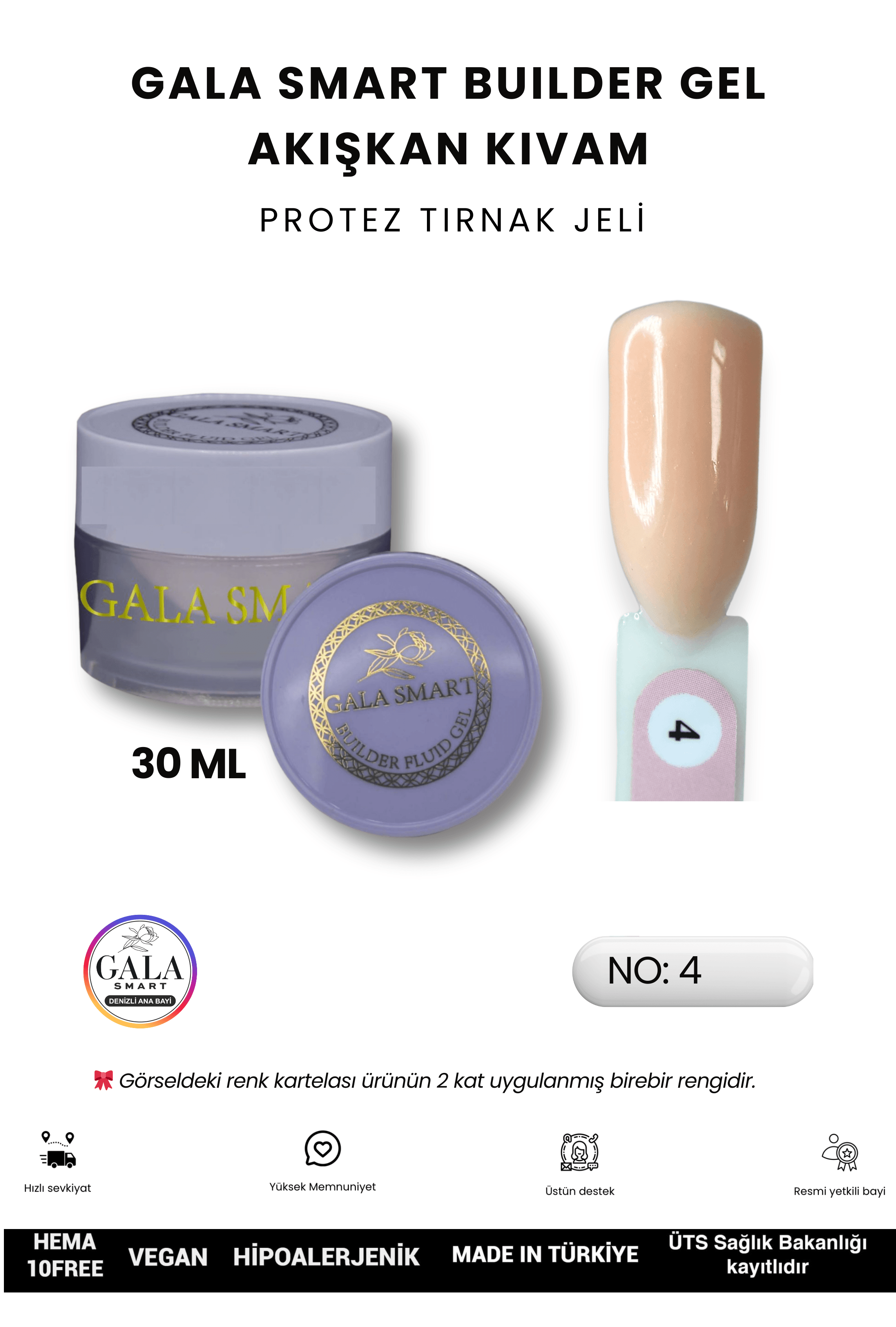 AKIŞKAN KIVAMLI GALA PROTEZ TIRNAK JELİ - 04 - 30 ML