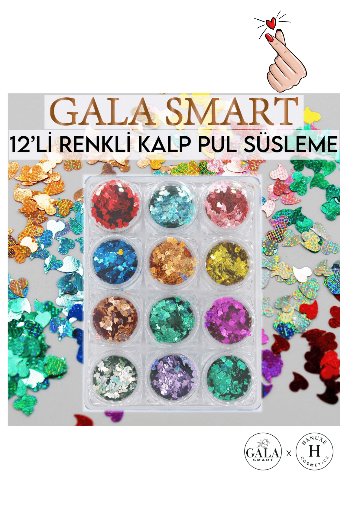 SİM SÜS SETİ 12 Lİ - RENKLİ KALPLİ