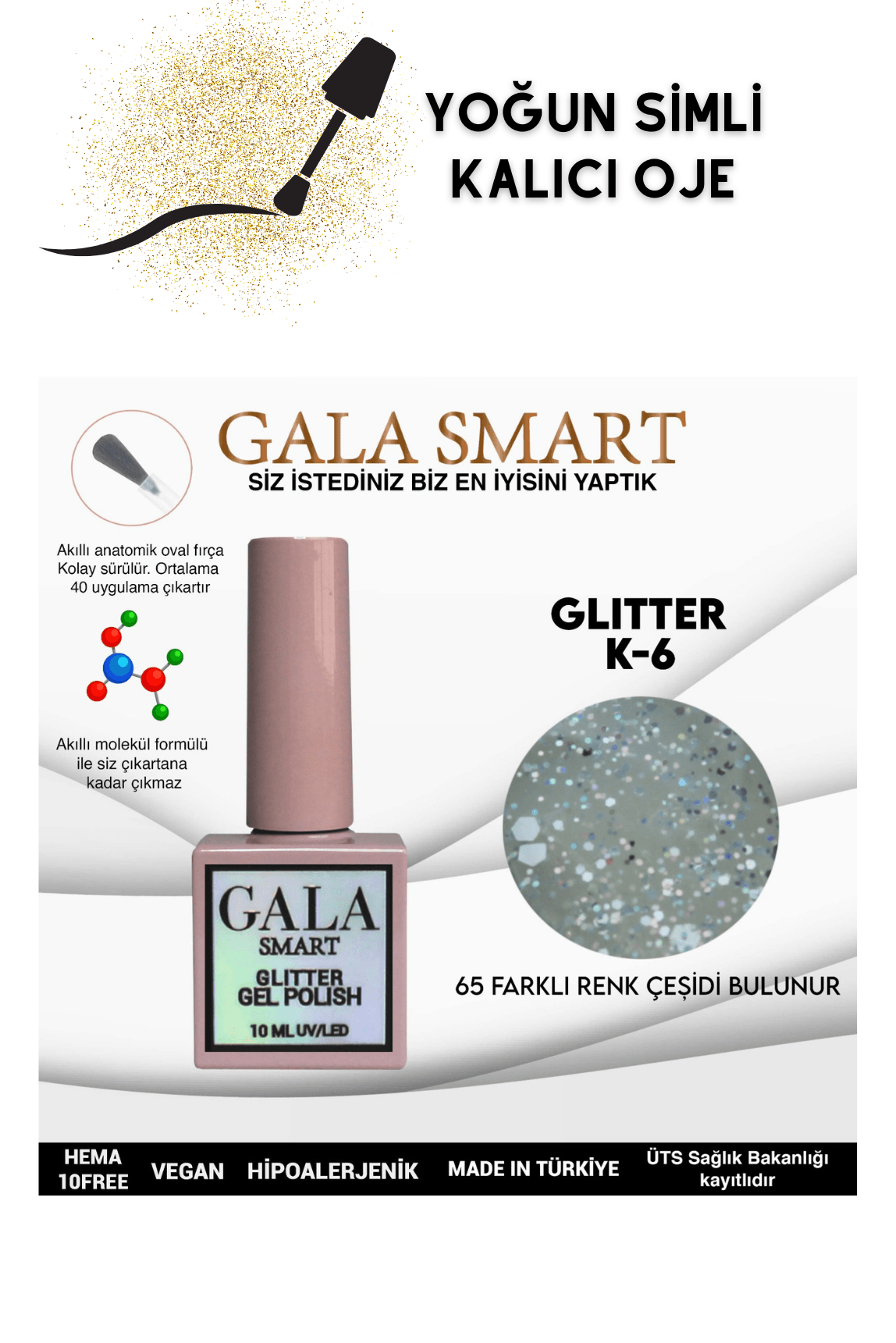 YOĞUN SİMLİ GLITTER KALICI OJE  - K-6