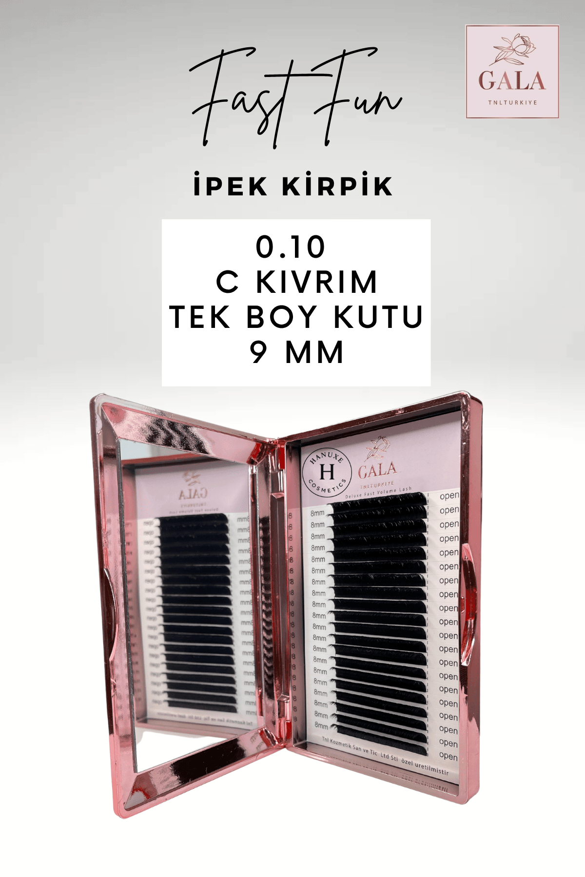 0.10 KALINLIK /  C KIVRIM / FAST FUN İPEK KİRPİK - 0.10 KALINLIK / C KIVRIM / 9 MM