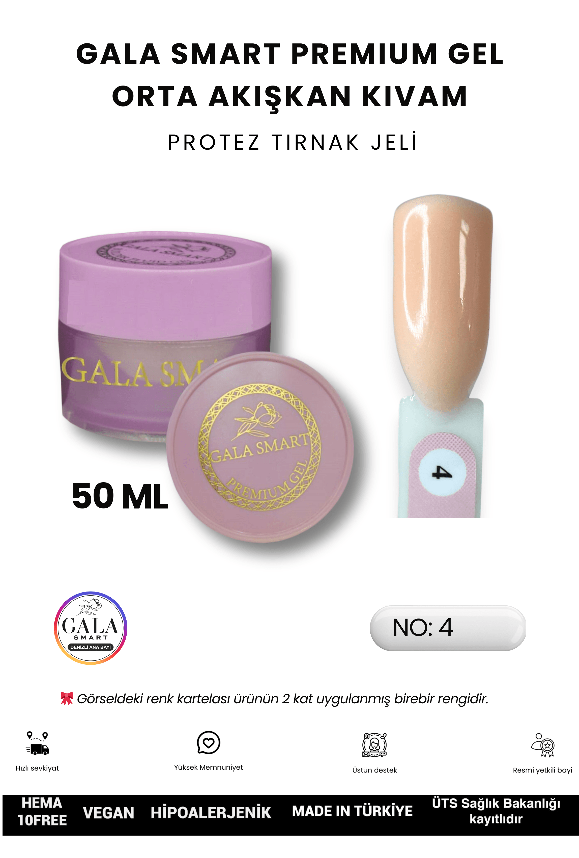 ORTA AKIŞKAN KIVAMLI GALA PROTEZ TIRNAK JELİ - 04 - 50 ML