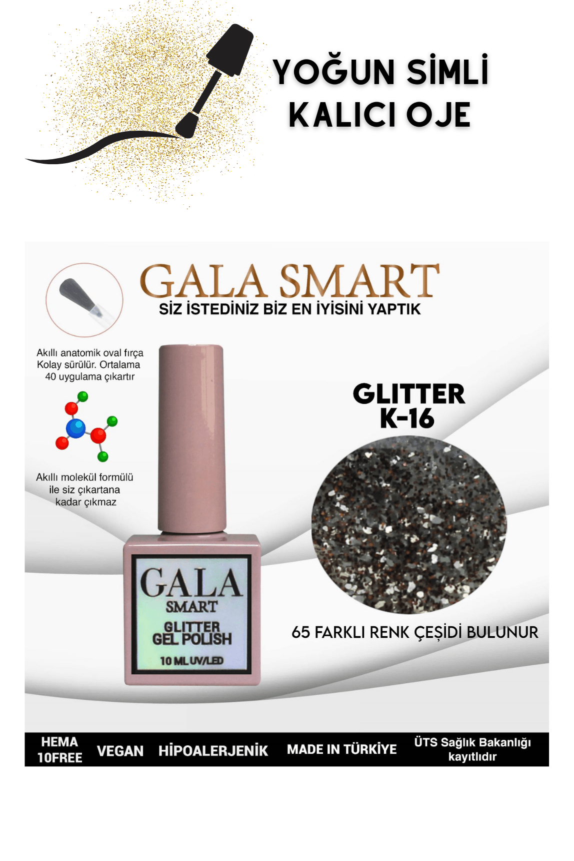 YOĞUN SİMLİ GLITTER KALICI OJE  - K-16