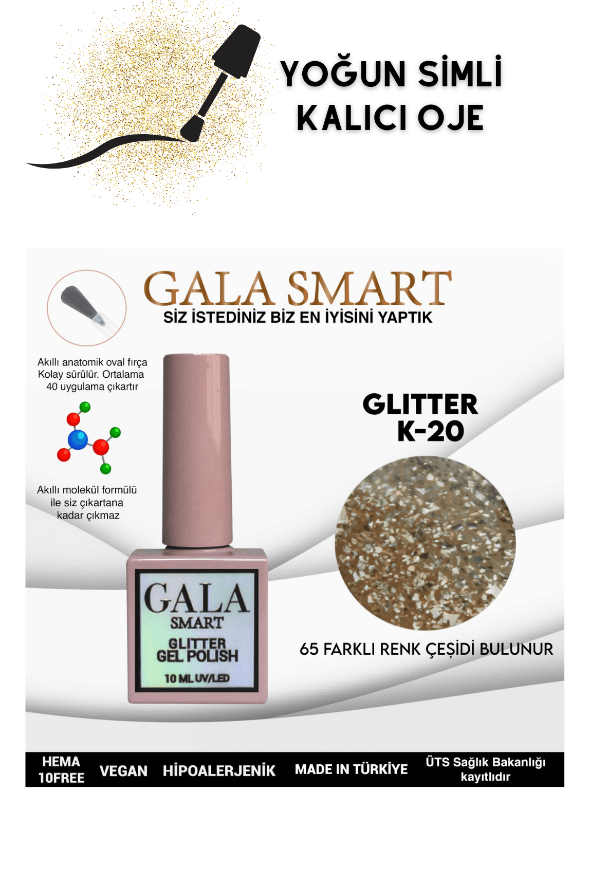 YOĞUN SİMLİ GLITTER KALICI OJE  - K-20