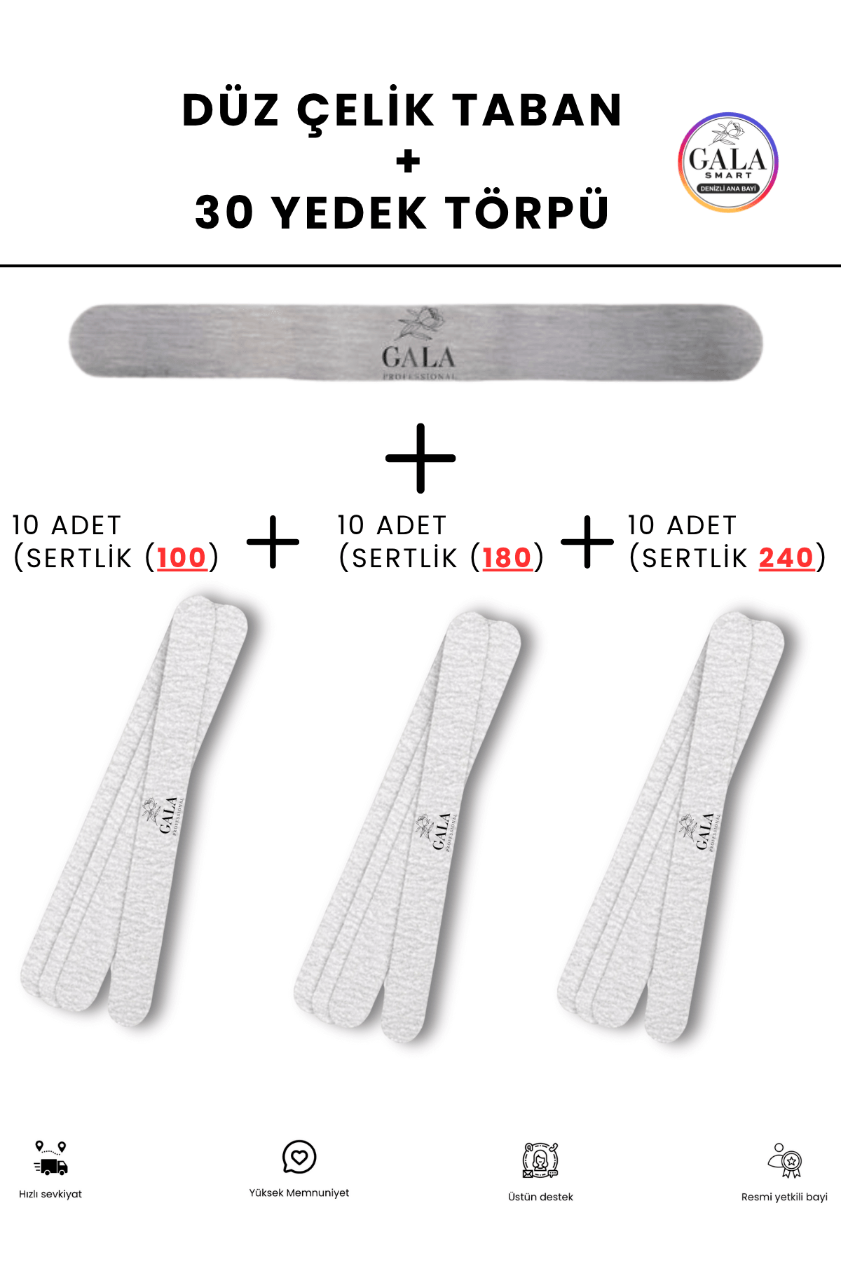 DÜZ ÇELİK TABAN TÖRPÜ SETİ - ÇELİK TABAN + 30LU YEDEK TÖRPÜ