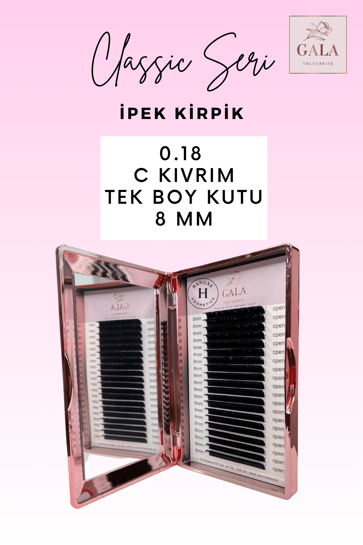 0.18 KALINLIK /  C KIVRIM / CLASSIC İPEK KİRPİK - KLASİK 0.18 C 8 MM
