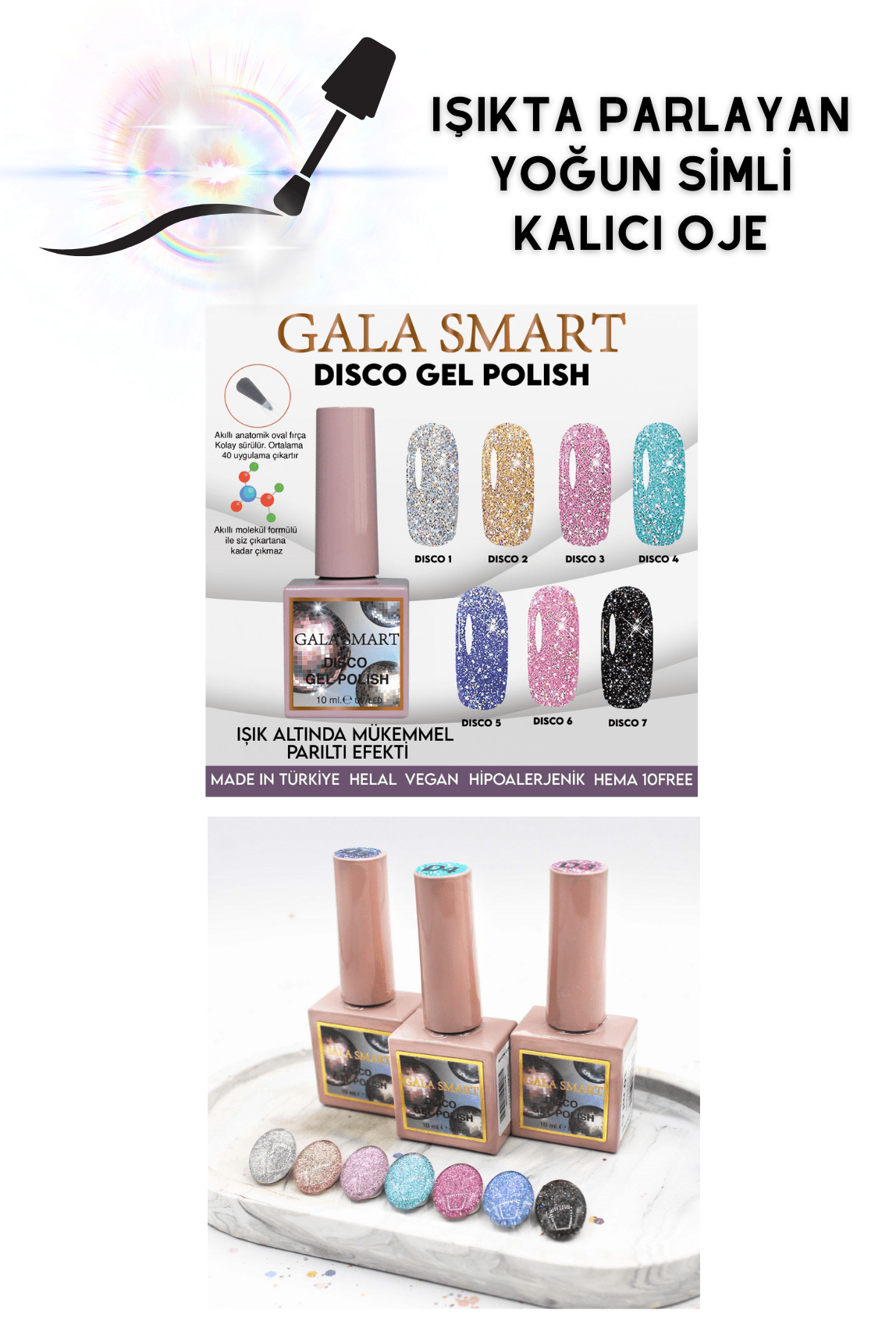 FLASHTA IŞIKTA PARLAYAN SİMLİ DISCO KALICI OJE 