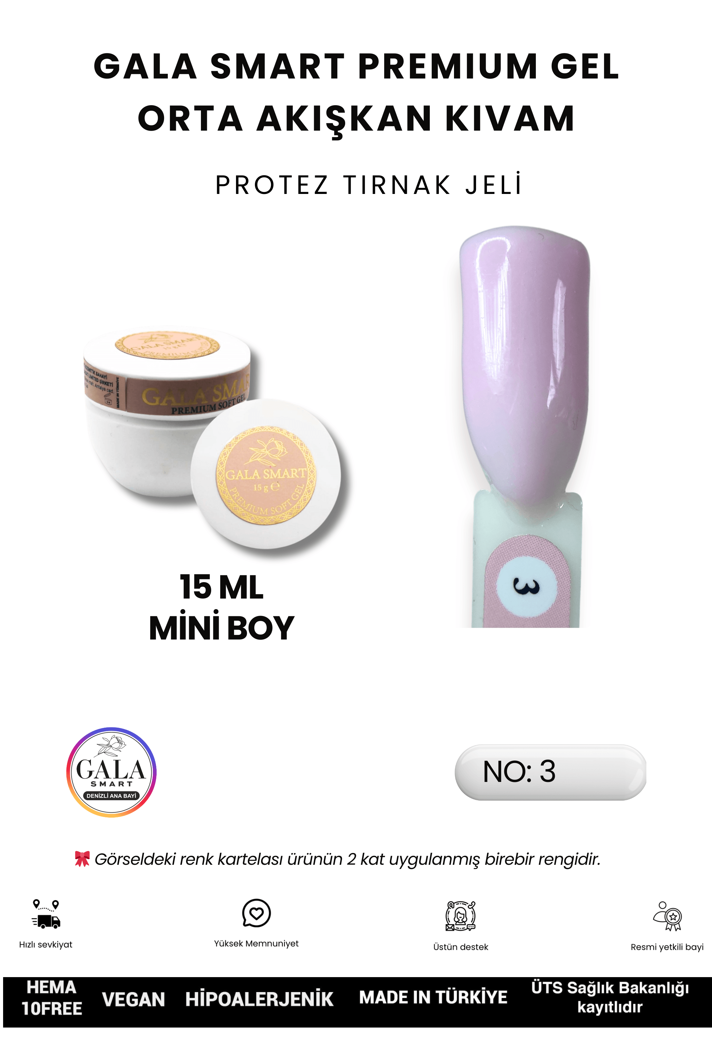 ORTA AKIŞKAN KIVAMLI GALA PROTEZ TIRNAK JELİ - 03 - 15 ML