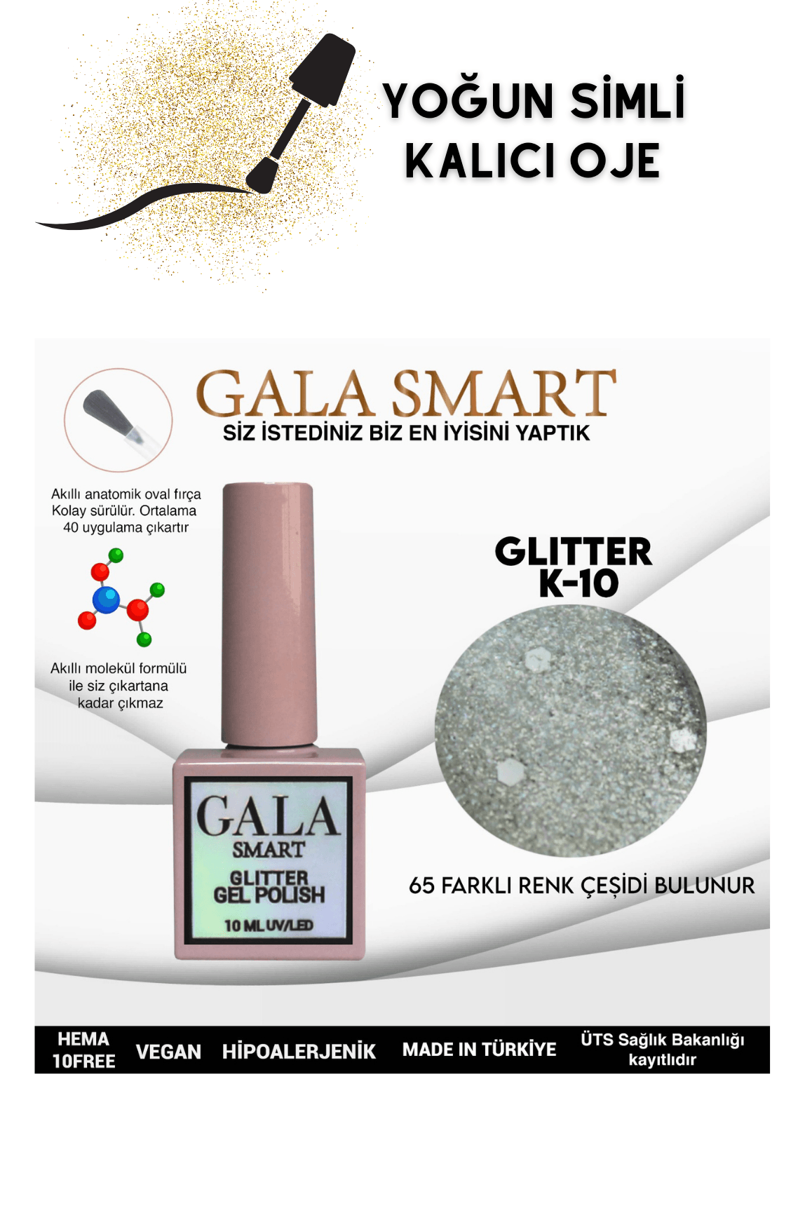 YOĞUN SİMLİ GLITTER KALICI OJE  - K-10
