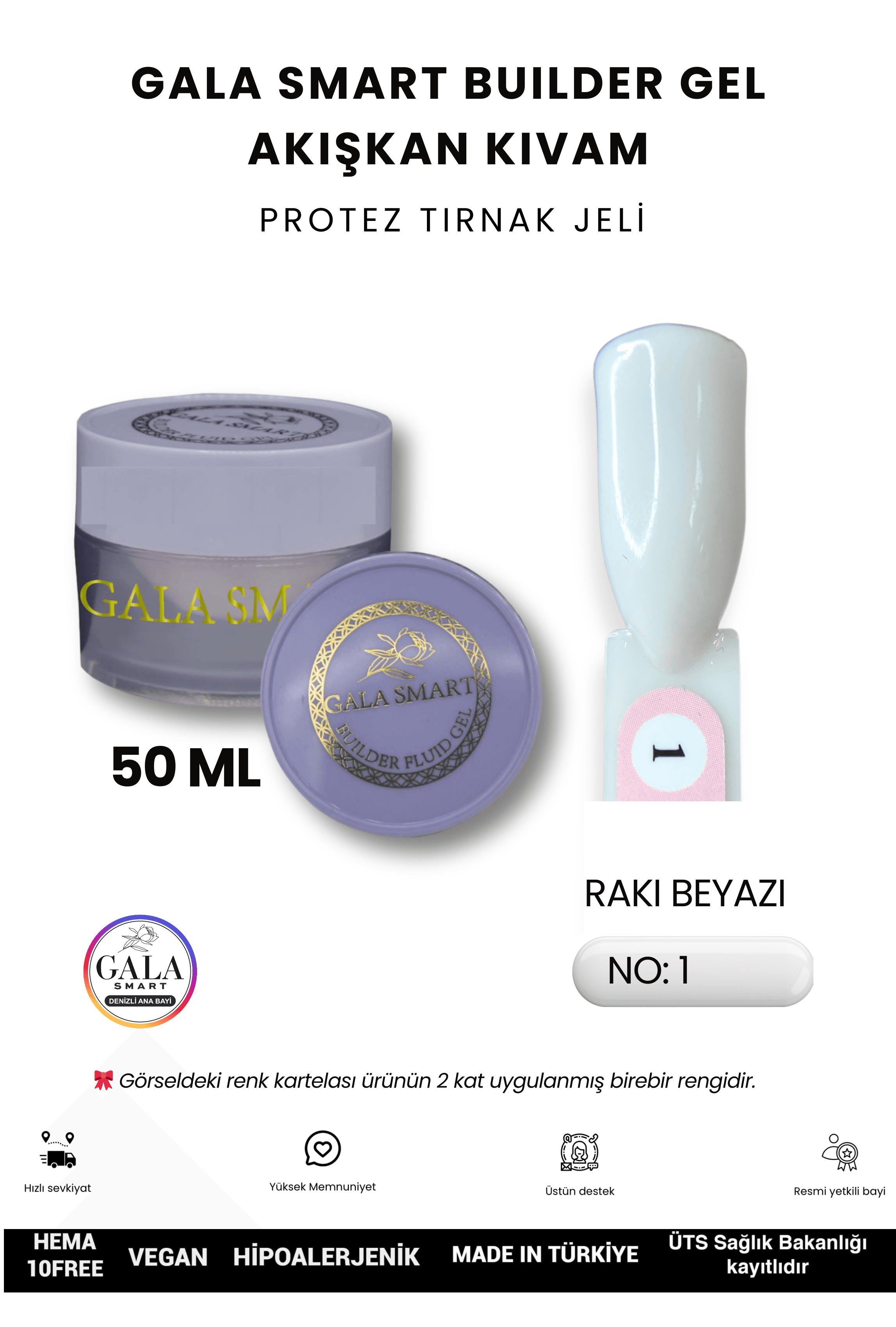 AKIŞKAN KIVAMLI GALA PROTEZ TIRNAK JELİ - 01 RAKI BEYAZI - 50 ML
