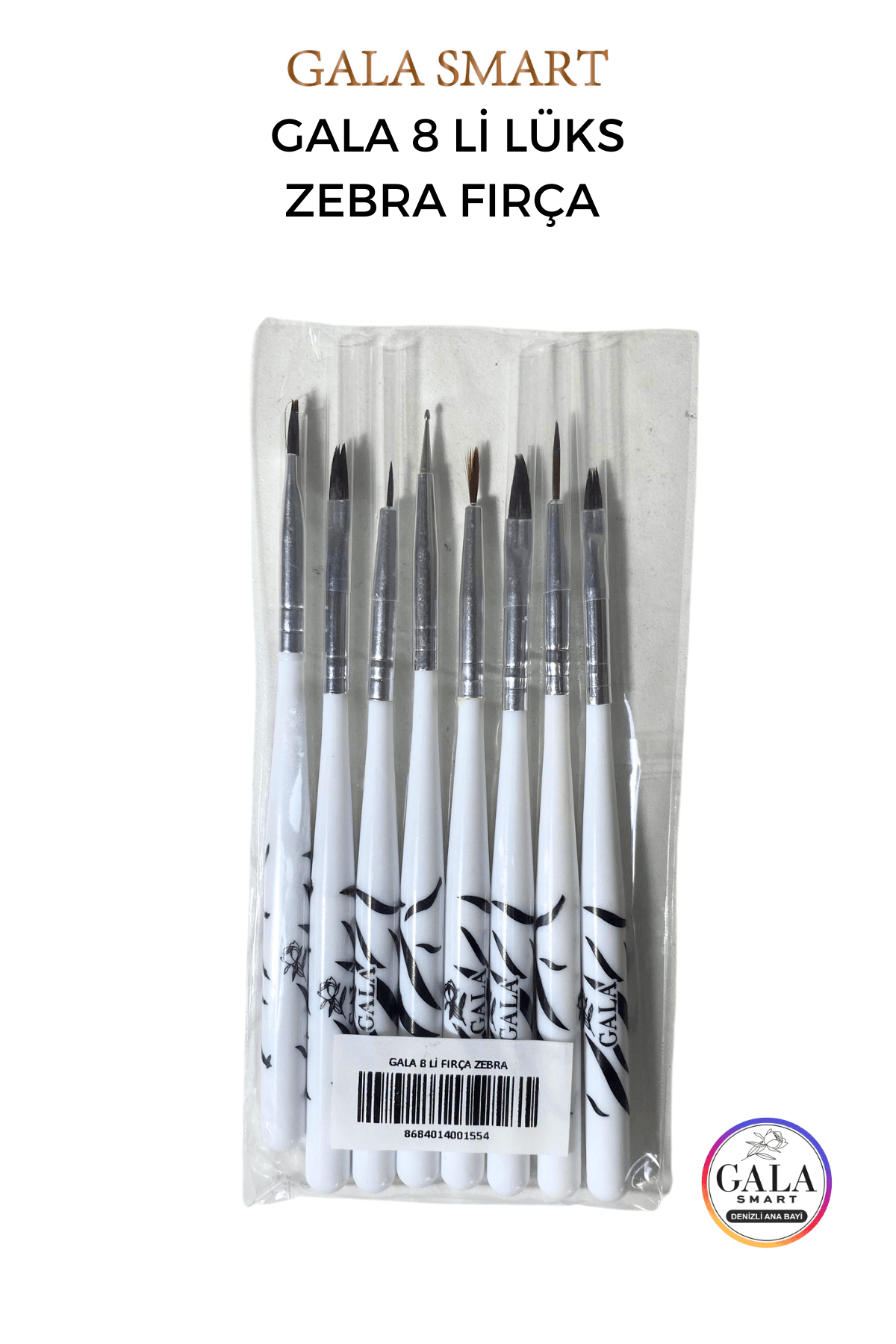 Protez Tırnak Nail Art Fırça Setleri - ZEBRA 8Lİ FIRÇA SETİ
