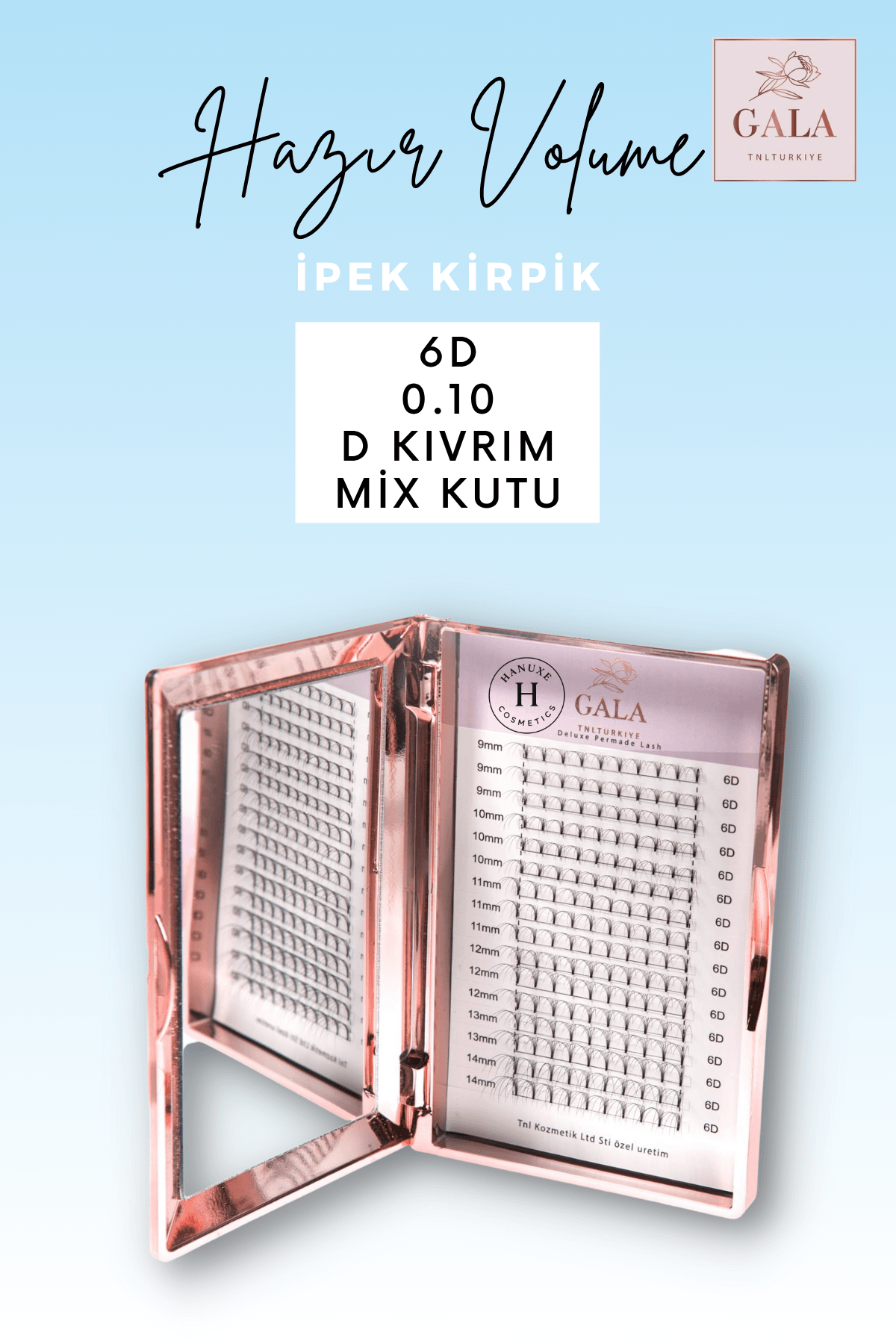 HAZIR DEMET "6D" MIX KUTU İPEK KİRPİK - 6D 0.10 D MIX KUTU