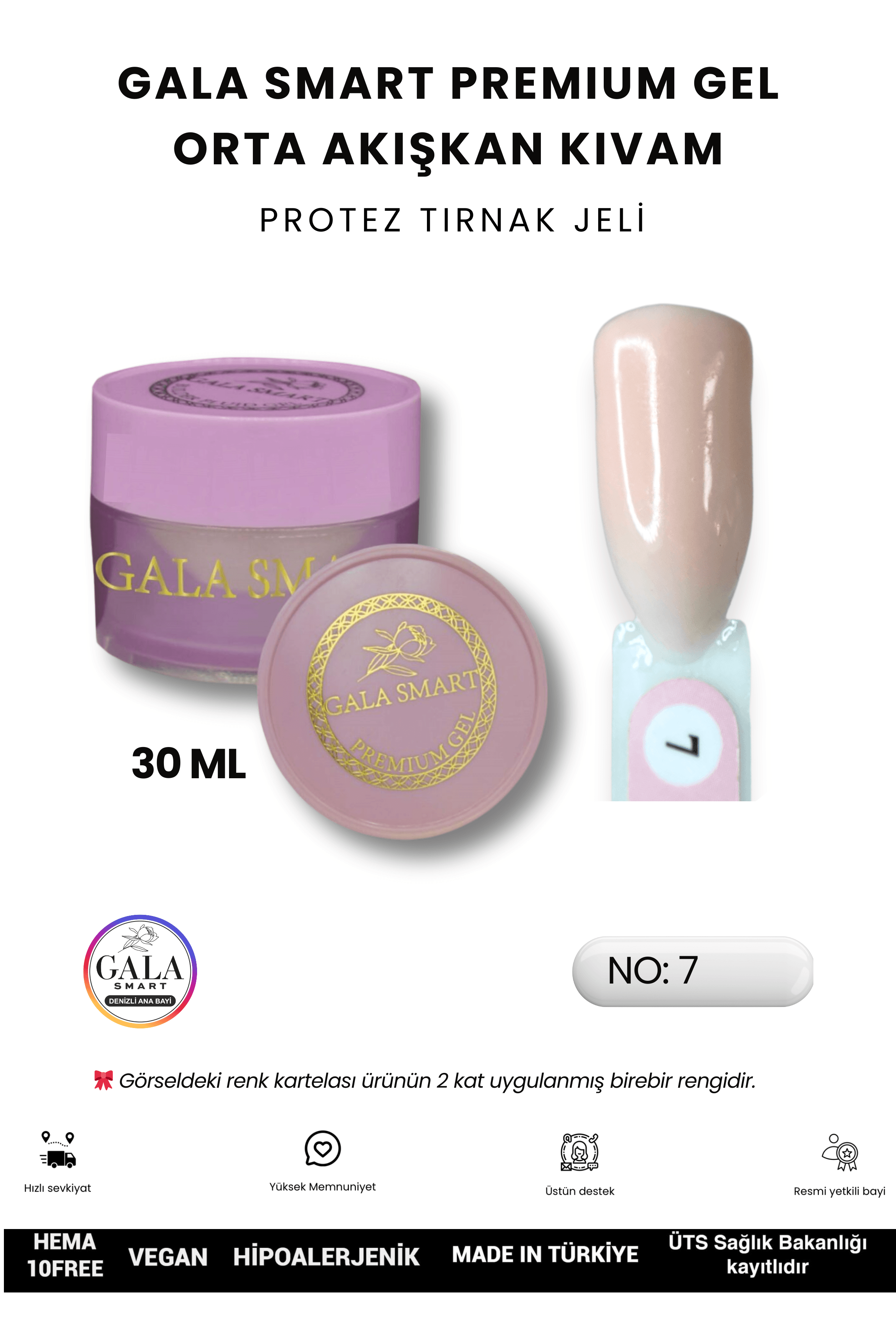 ORTA AKIŞKAN KIVAMLI GALA PROTEZ TIRNAK JELİ - 07 - 30 ML
