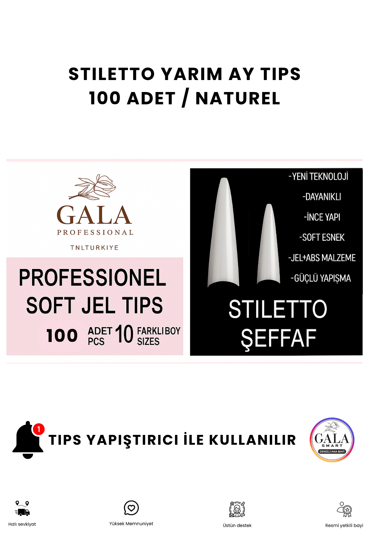 Yarım Ay Tips  - STILETTO NATUREL 100