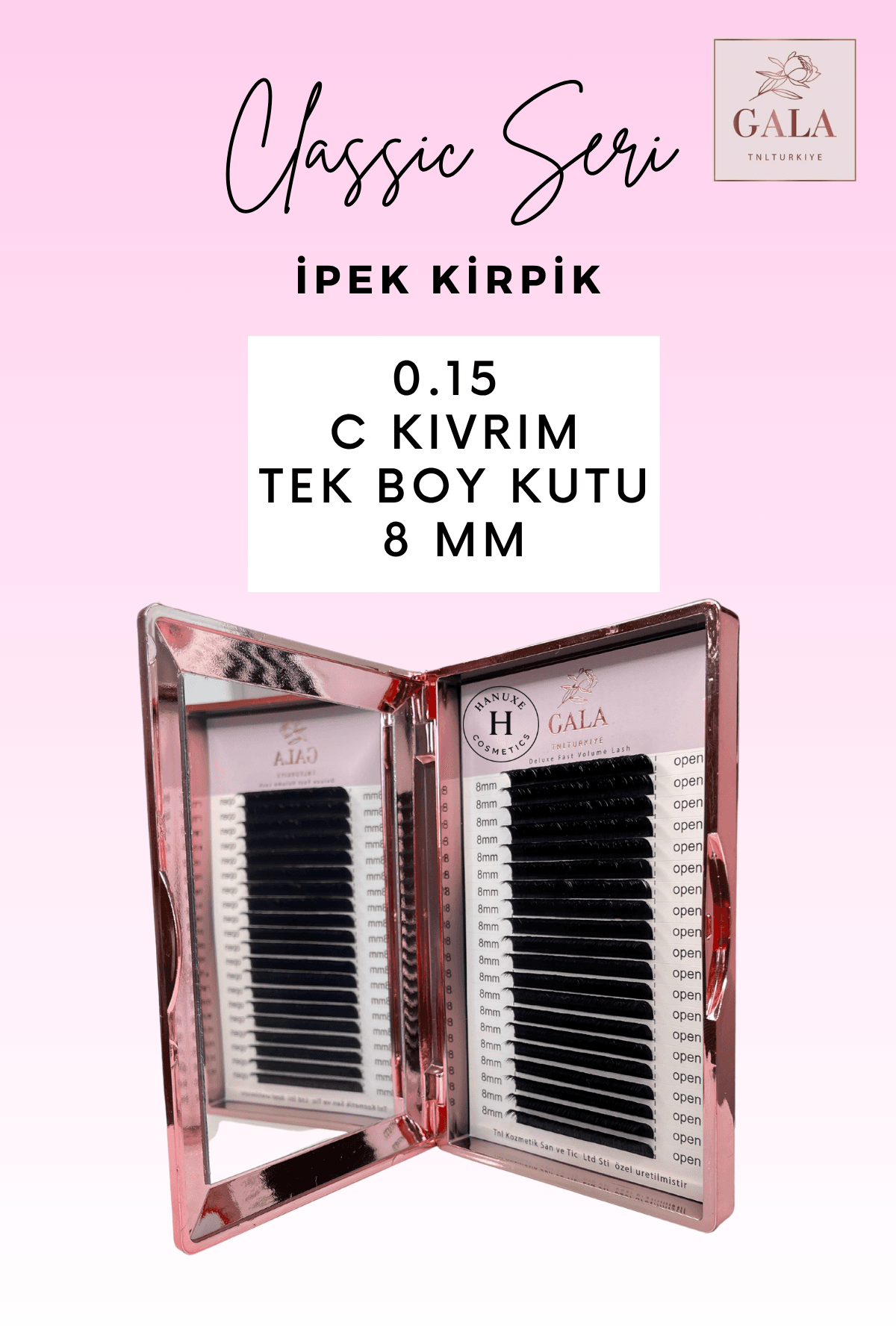 0.15 KALINLIK /  C KIVRIM / CLASSIC İPEK KİRPİK - 0.15 KALINLIK / C KIVRIM / 8 MM