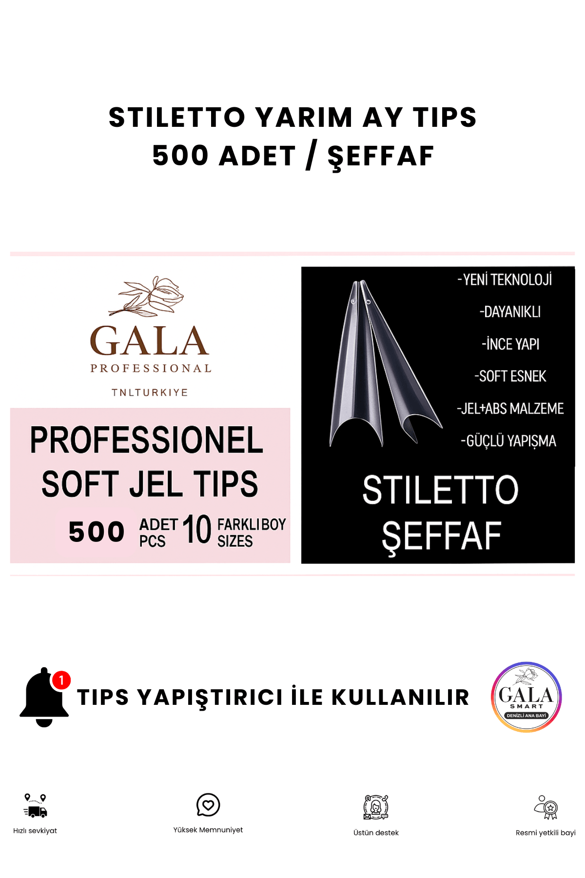 Yarım Ay Tips  - STILETTO ŞEFFAF 500