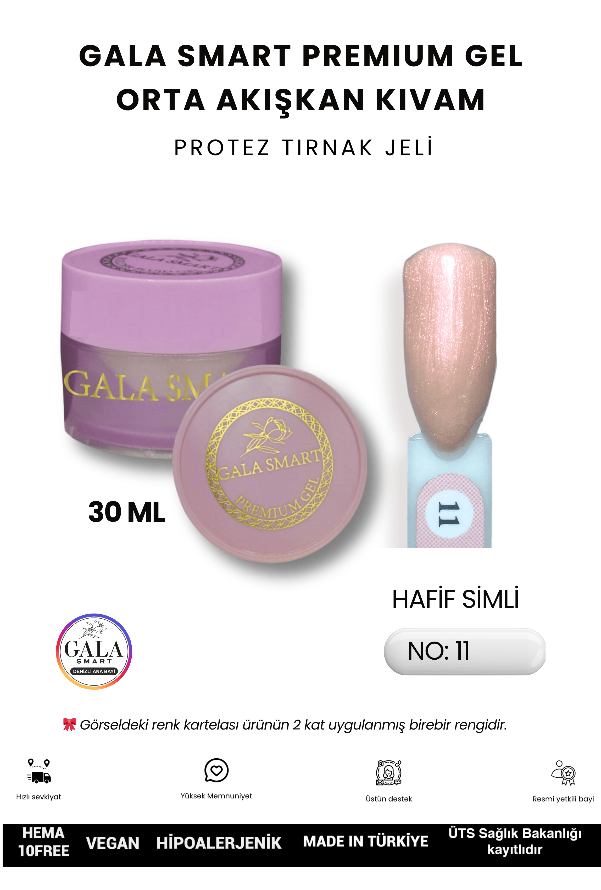 ORTA AKIŞKAN KIVAMLI GALA PROTEZ TIRNAK JELİ - 11 - 30 ML